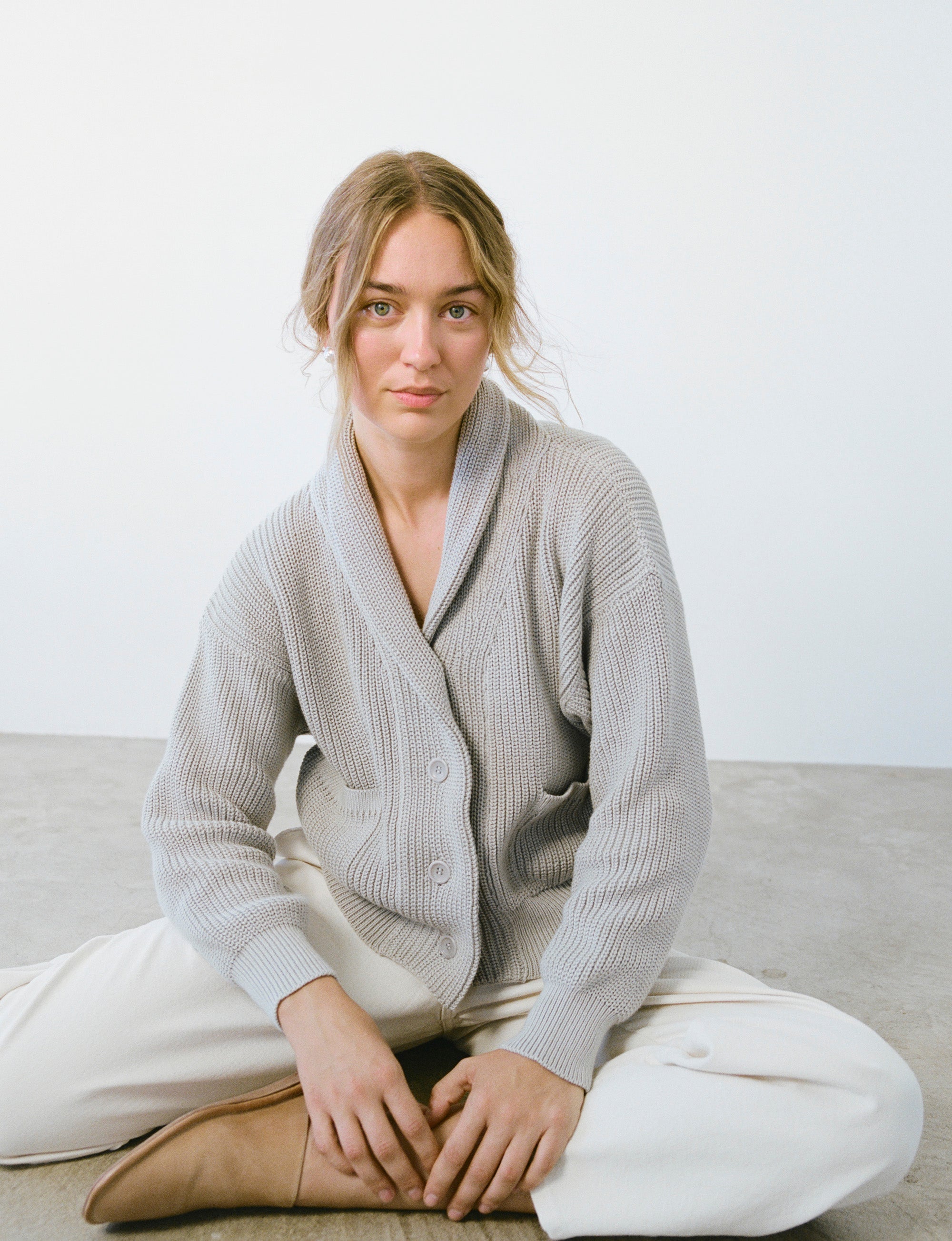 (Imperfect) Sloan Cardigan, Organic Tanguis Cotton, Lichen