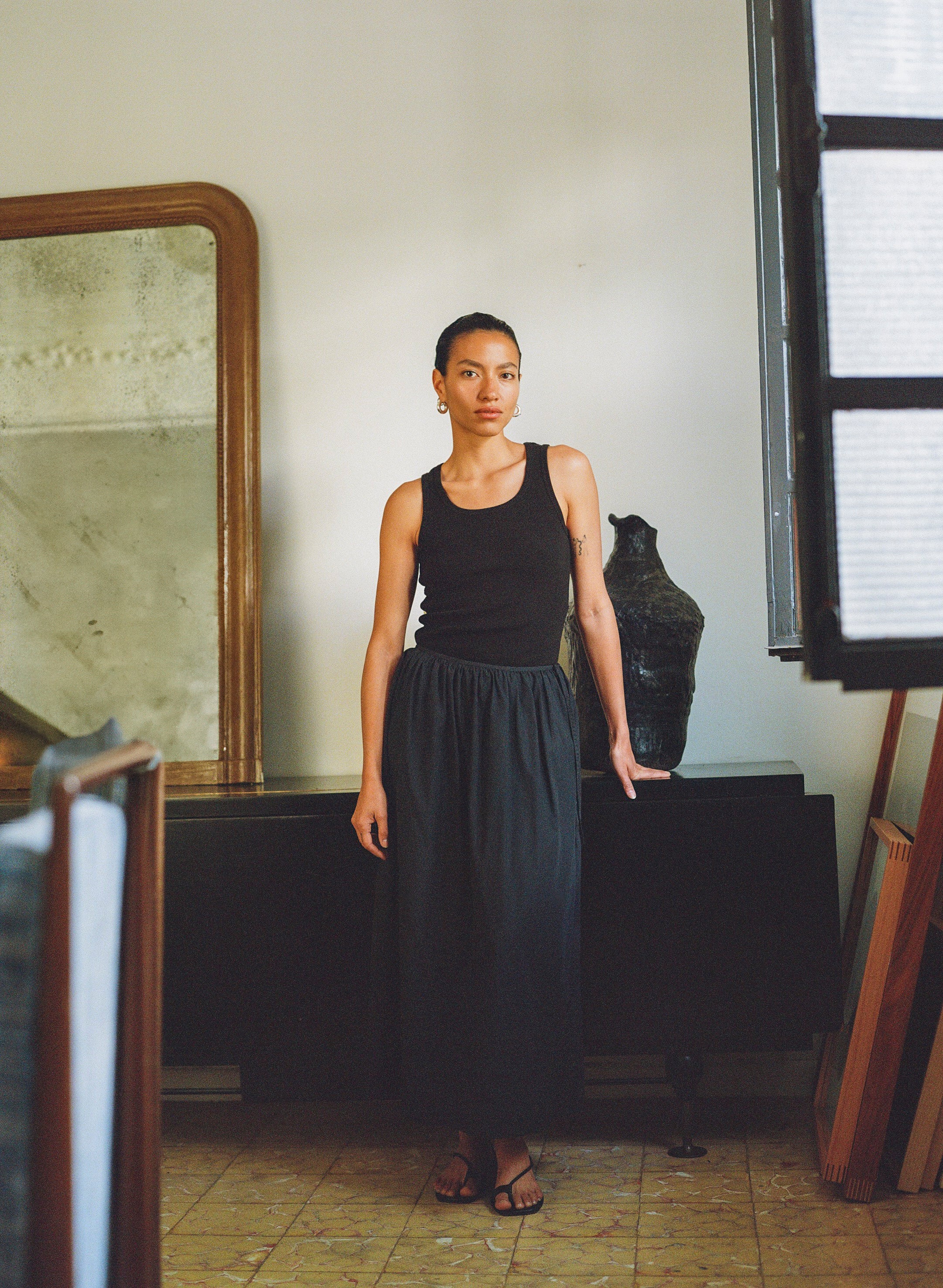 Avita Skirt, Organic Poplin, Black