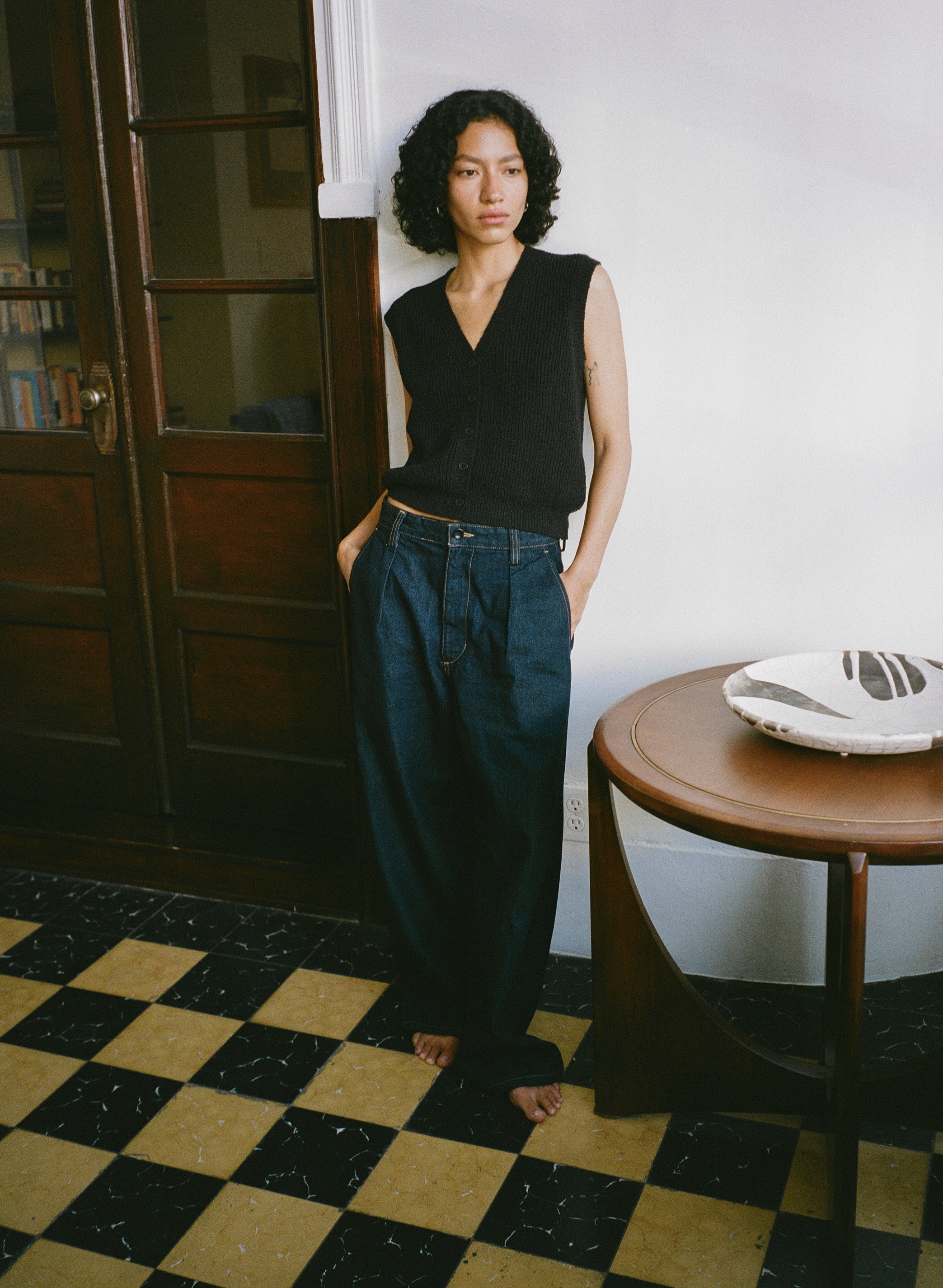 Edie Vest, Organic Cotton Bouclé, Soft Black