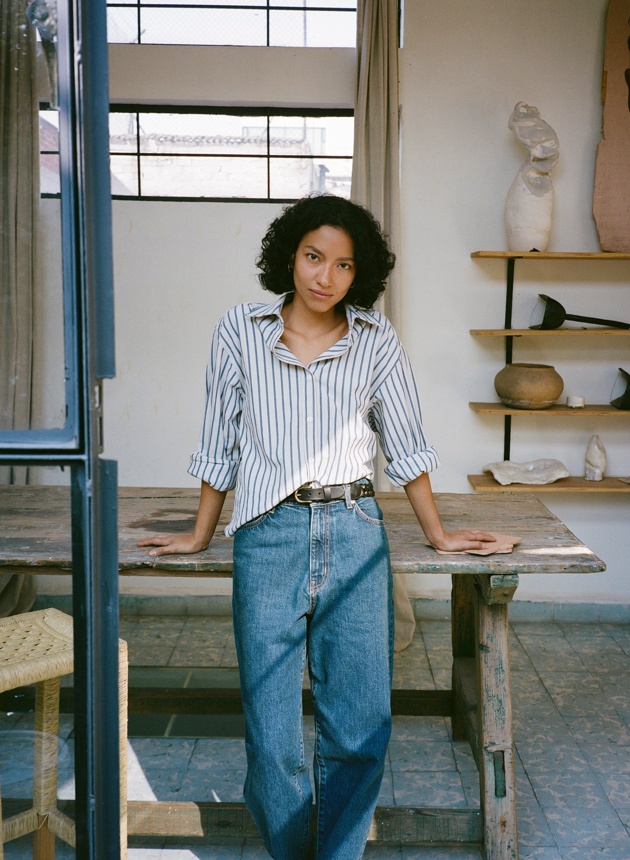 Marcie Shirt, Japanese Organic Cotton, Riviera Stripe