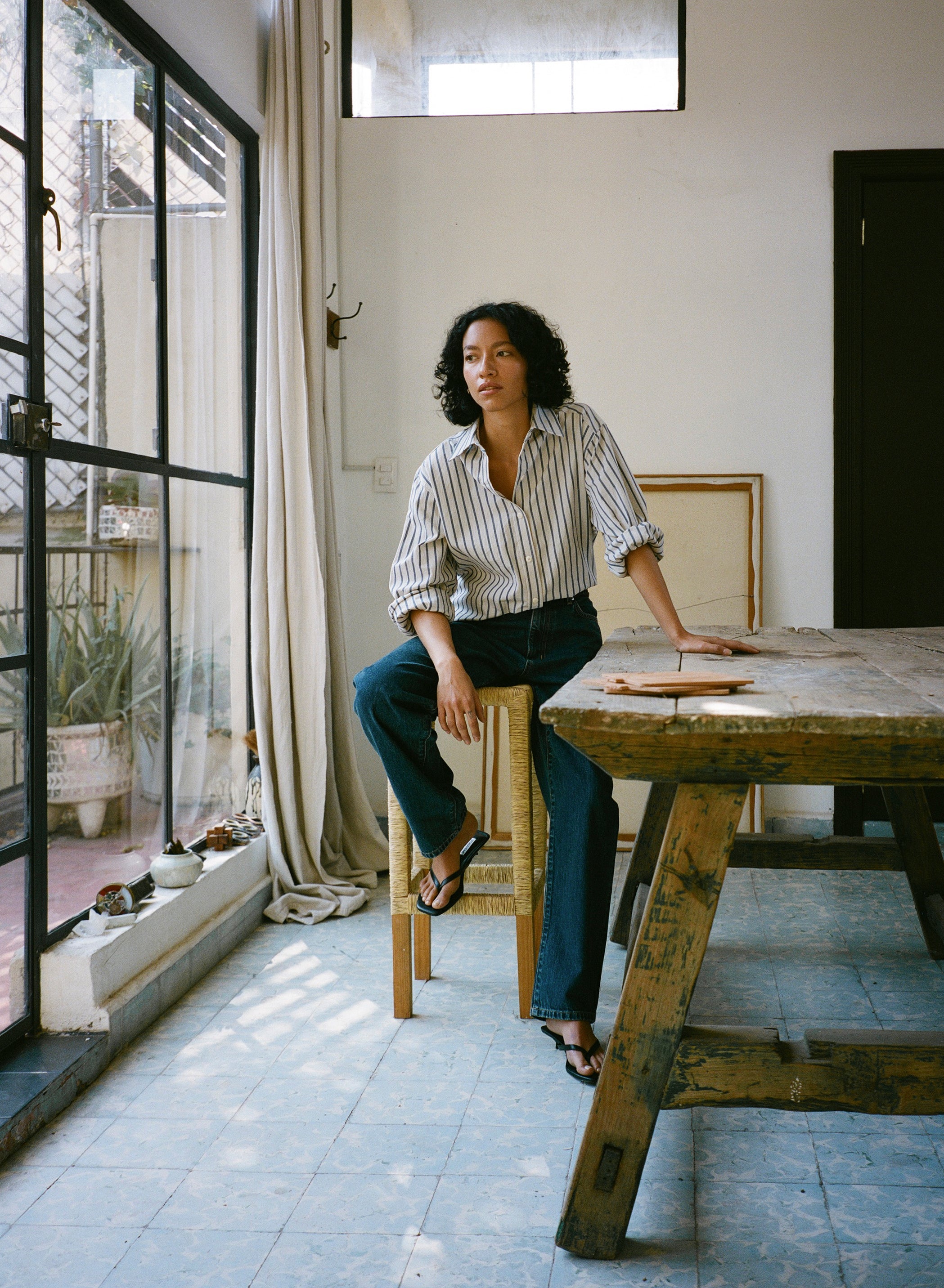 Marcie Shirt, Japanese Organic Cotton, Riviera Stripe