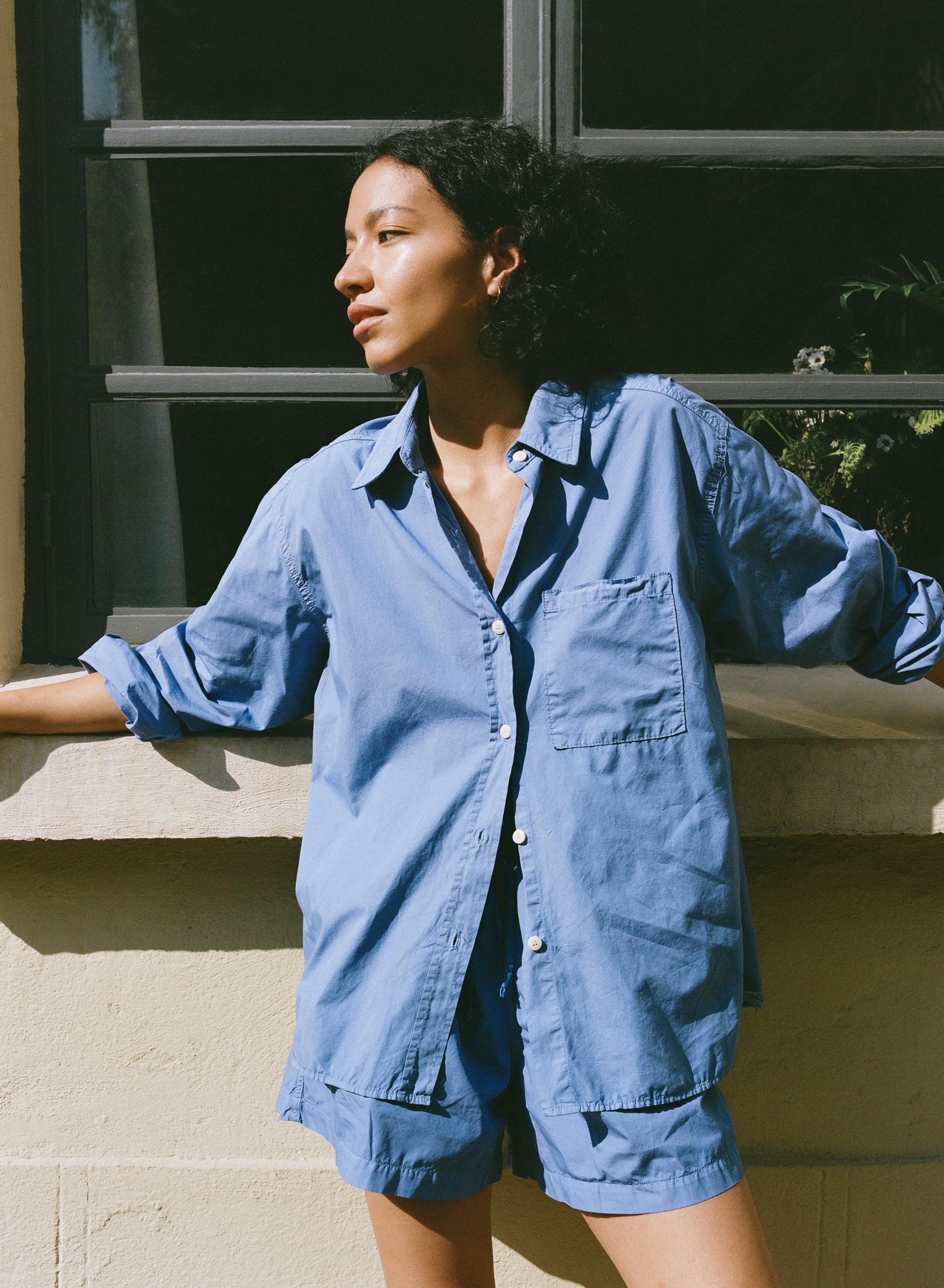 All Day Short, Organic Poplin, Cornflower