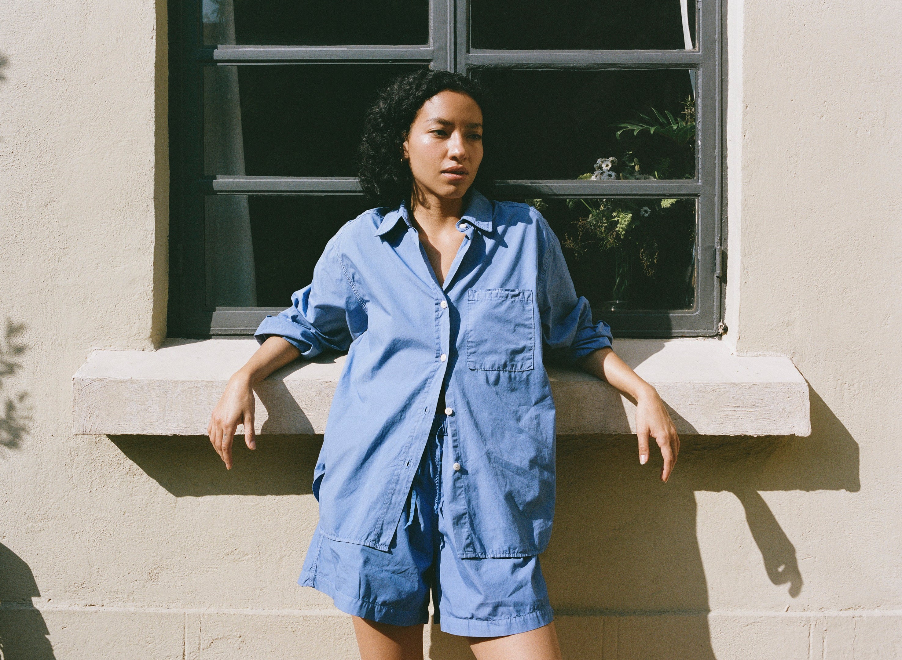 All Day Short, Organic Poplin, Cornflower