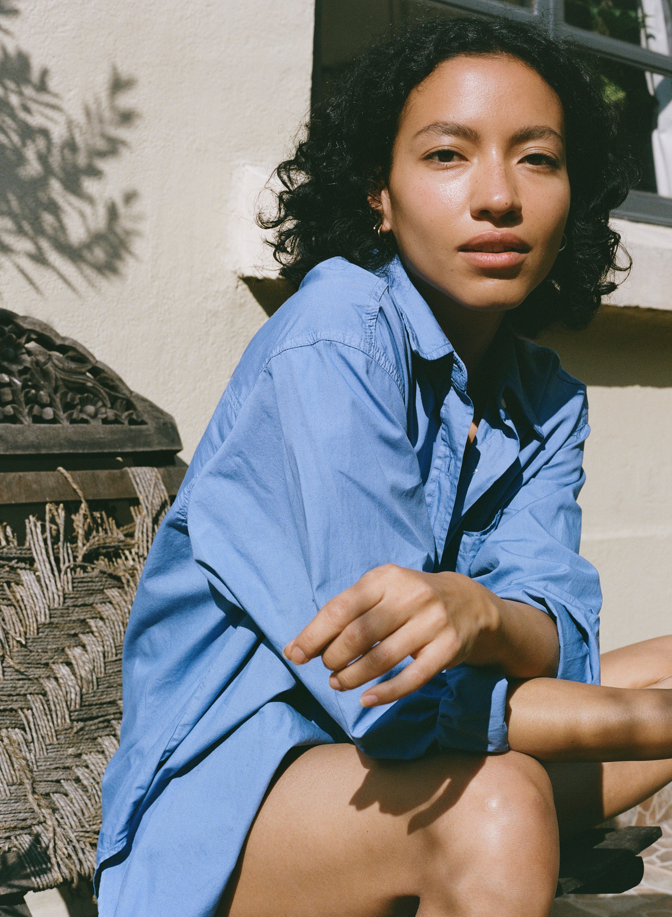 Marcie Shirt, Organic Poplin, Cornflower