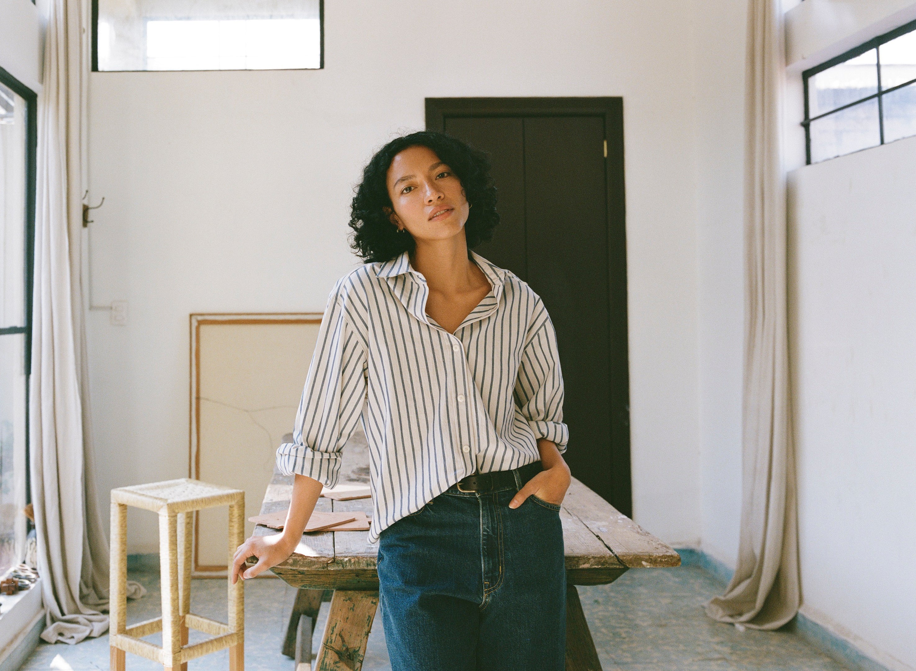 Marcie Shirt, Japanese Organic Cotton, Riviera Stripe