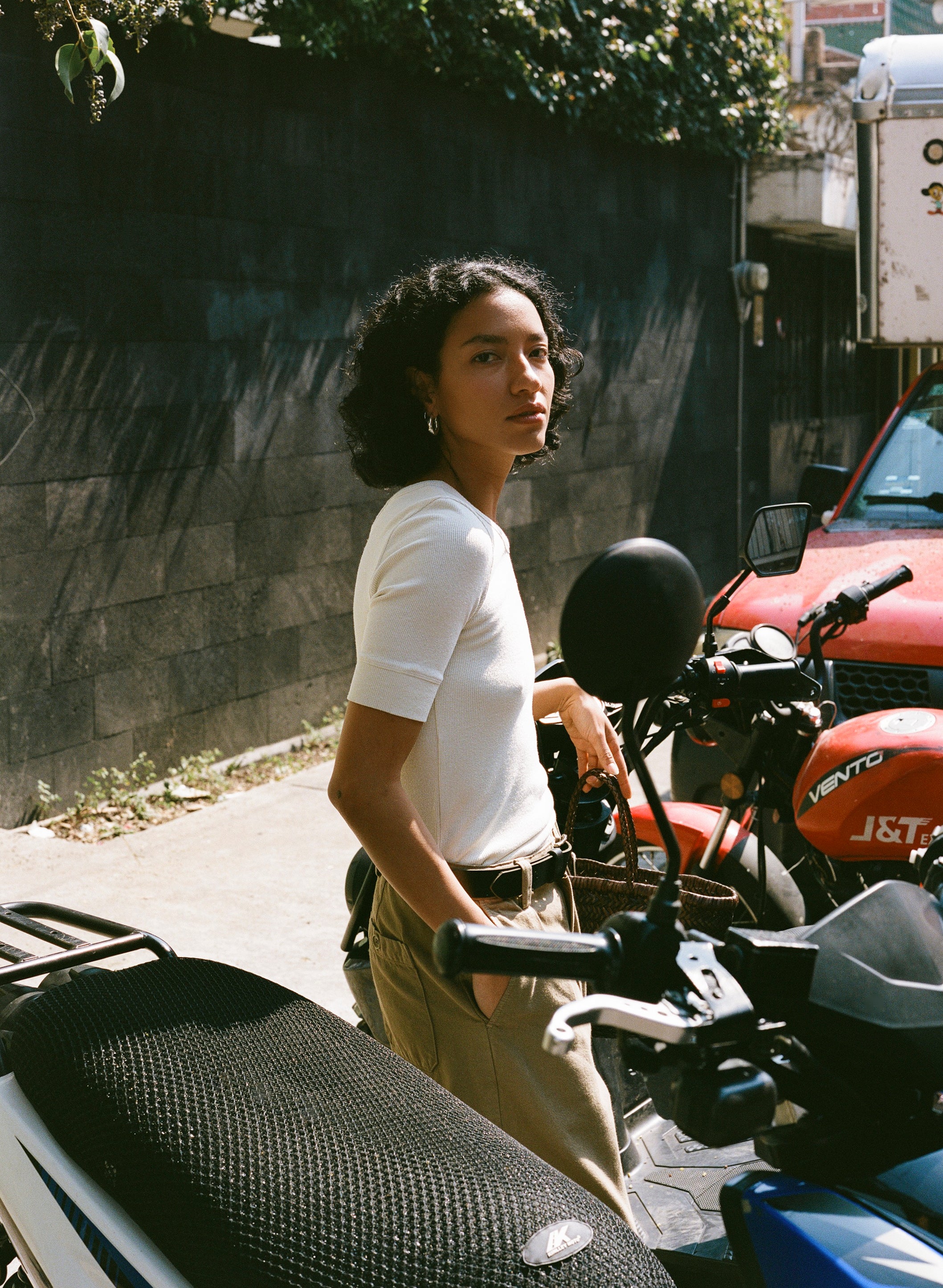 Rib Tee, Ribbed Silk Noil Jersey, Natural