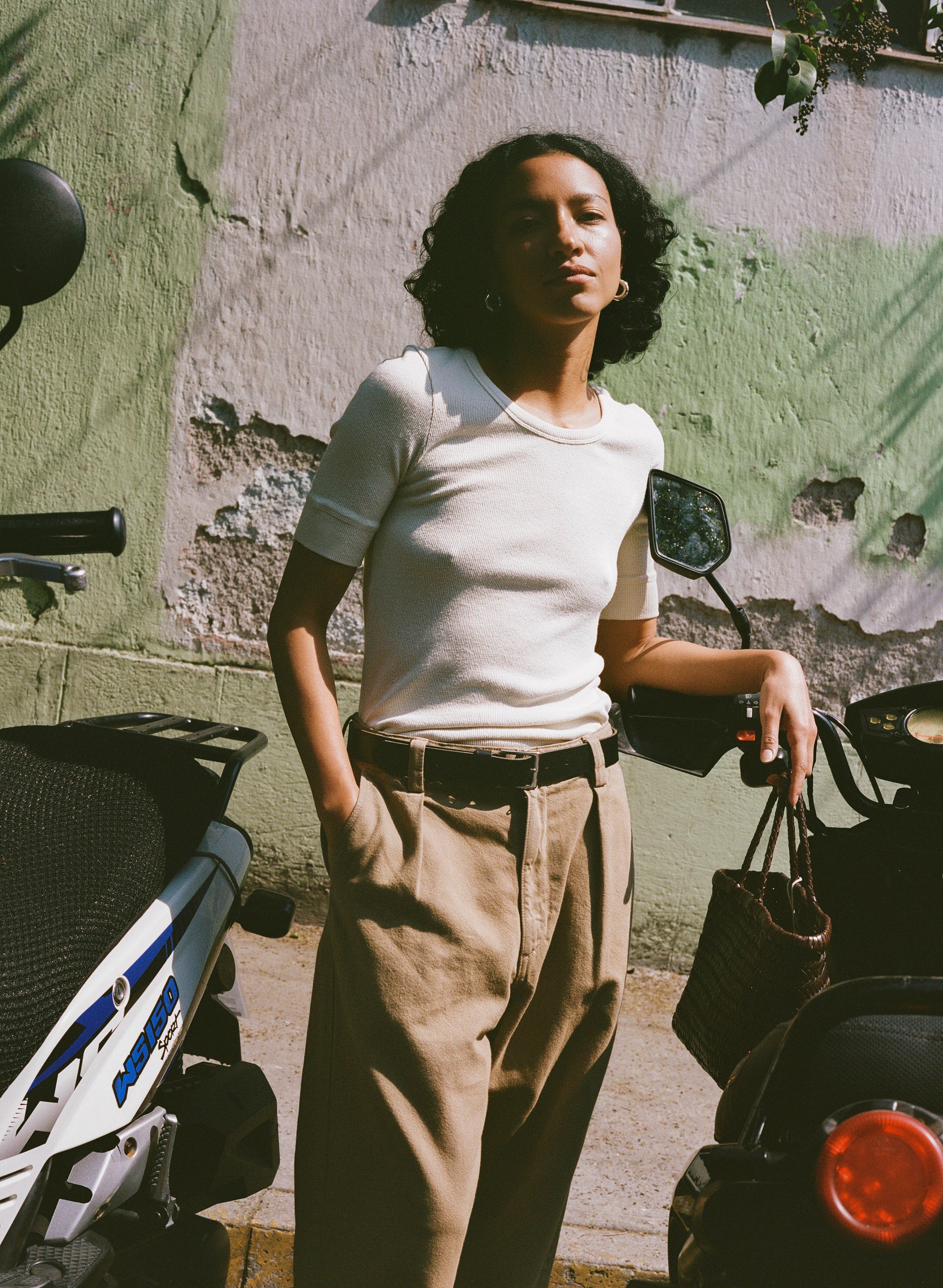 Rib Tee, Ribbed Silk Noil Jersey, Natural