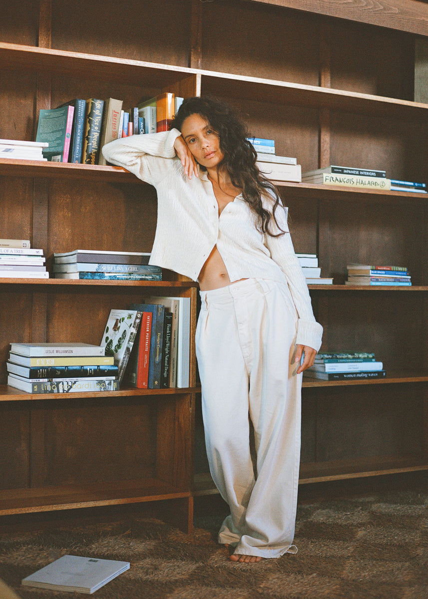 (Imperfect) JoJo Cardigan, Organic Cotton Viscose, Ecru