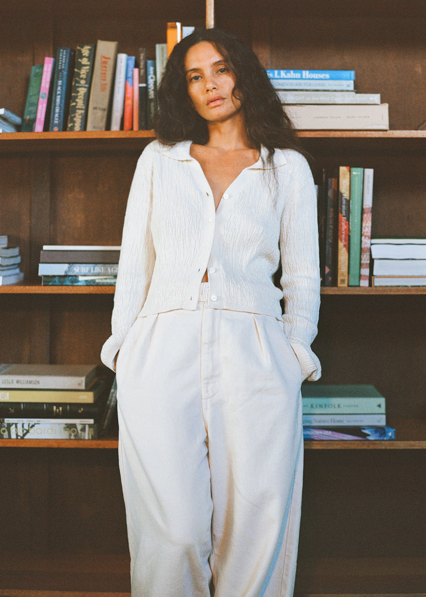 (Imperfect) JoJo Cardigan, Organic Cotton Viscose, Ecru