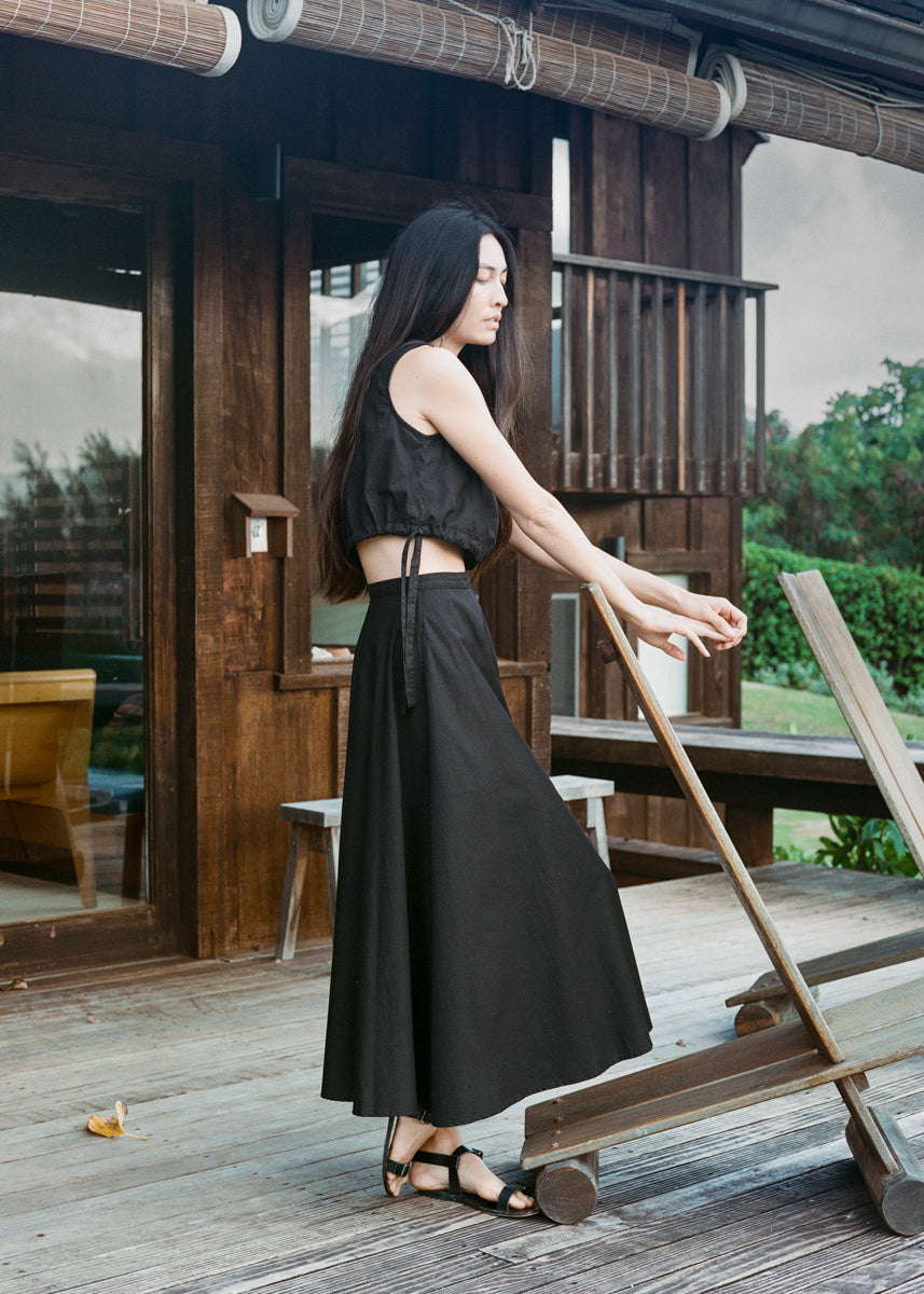 Bennett Skirt, Organic Poplin, Black