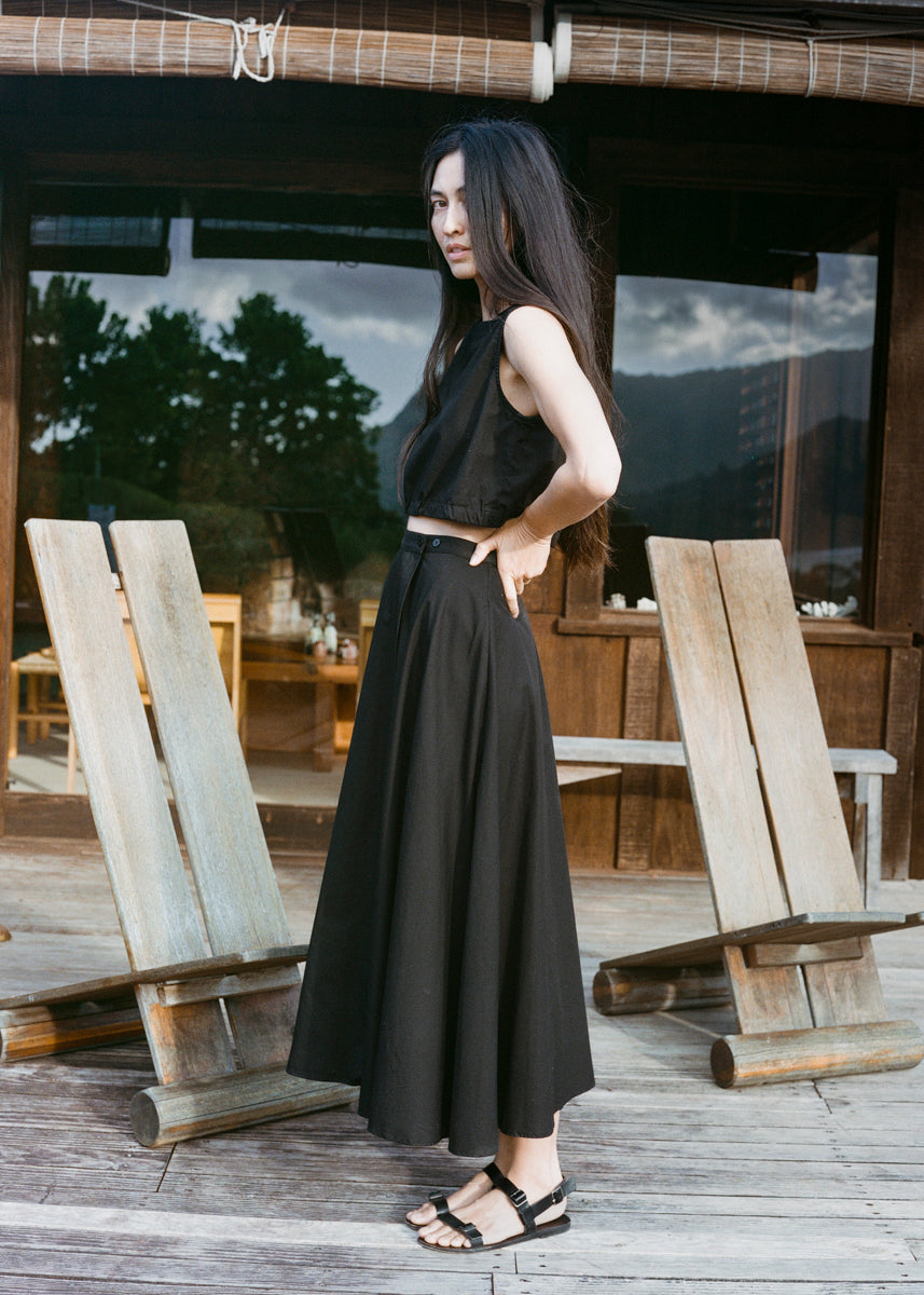 Bennett Skirt, Organic Poplin, Black