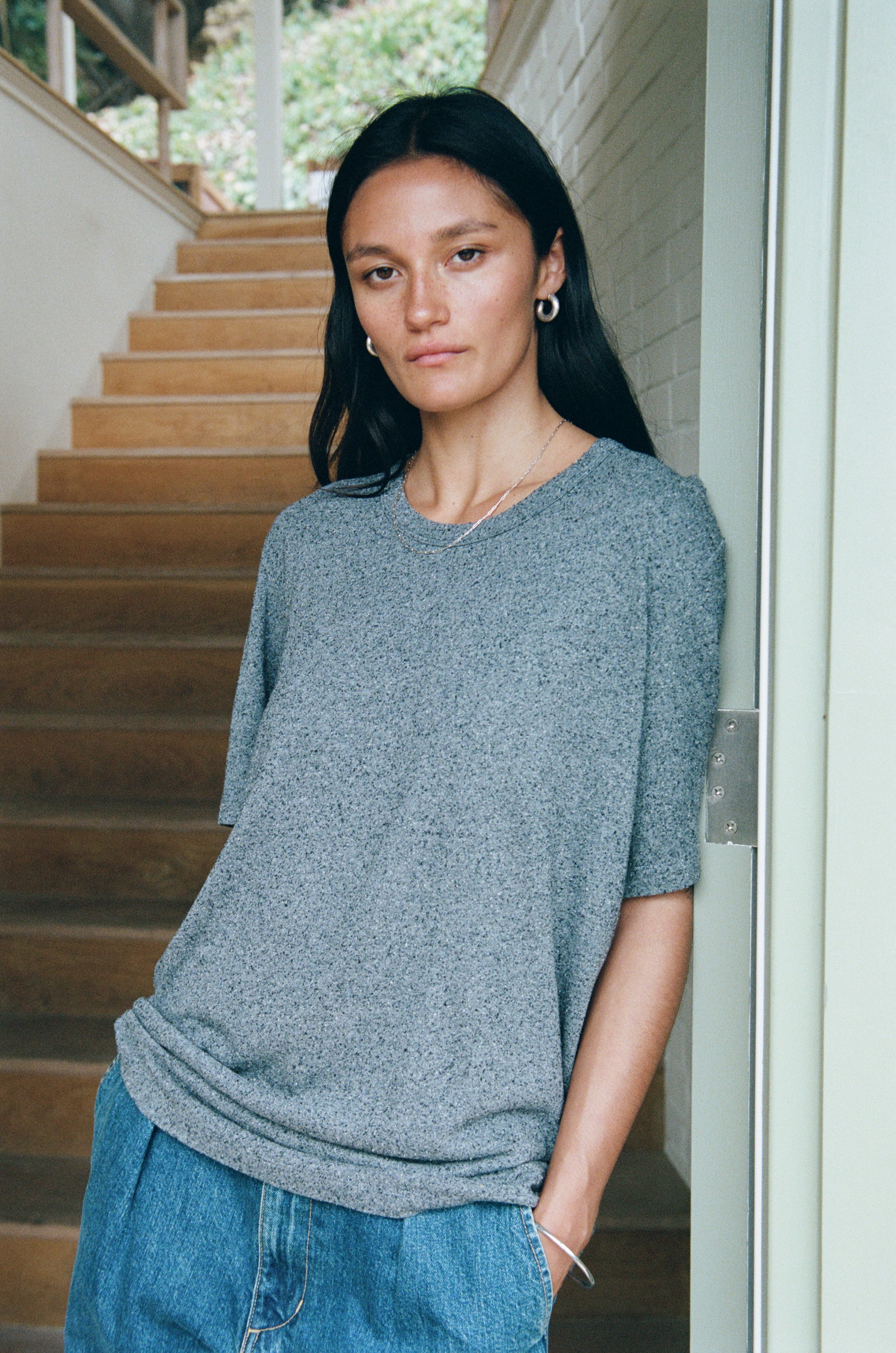 Bigger Tee, Regen Silk Noil Jersey, Charcoal