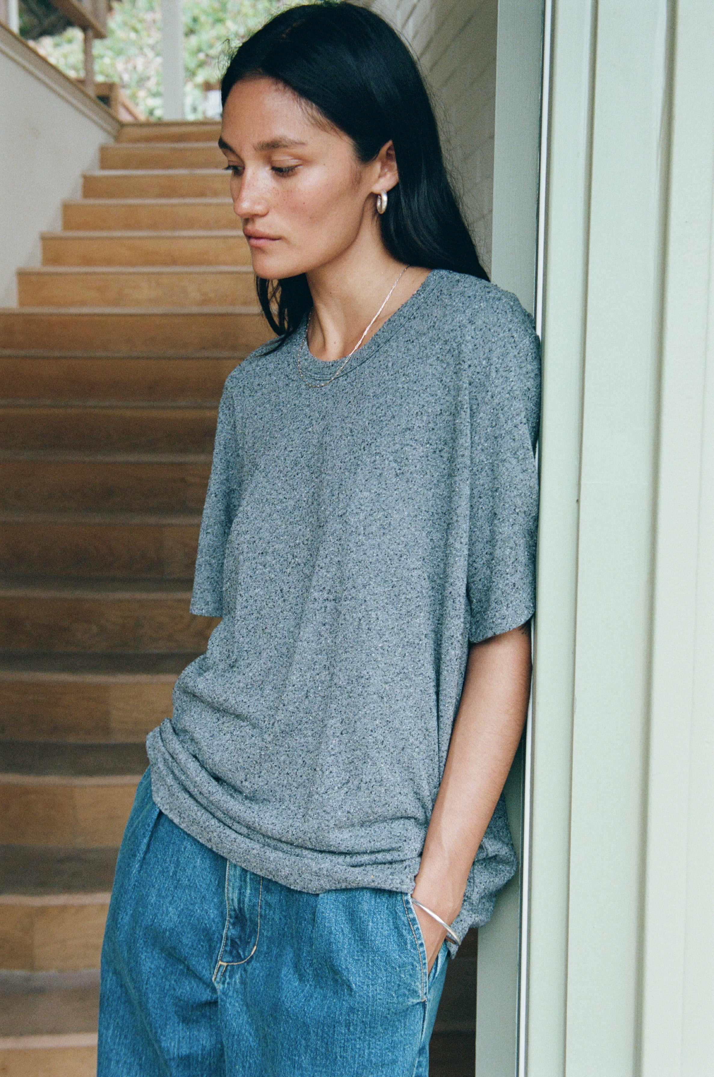 Bigger Tee, Regen Silk Noil Jersey, Charcoal