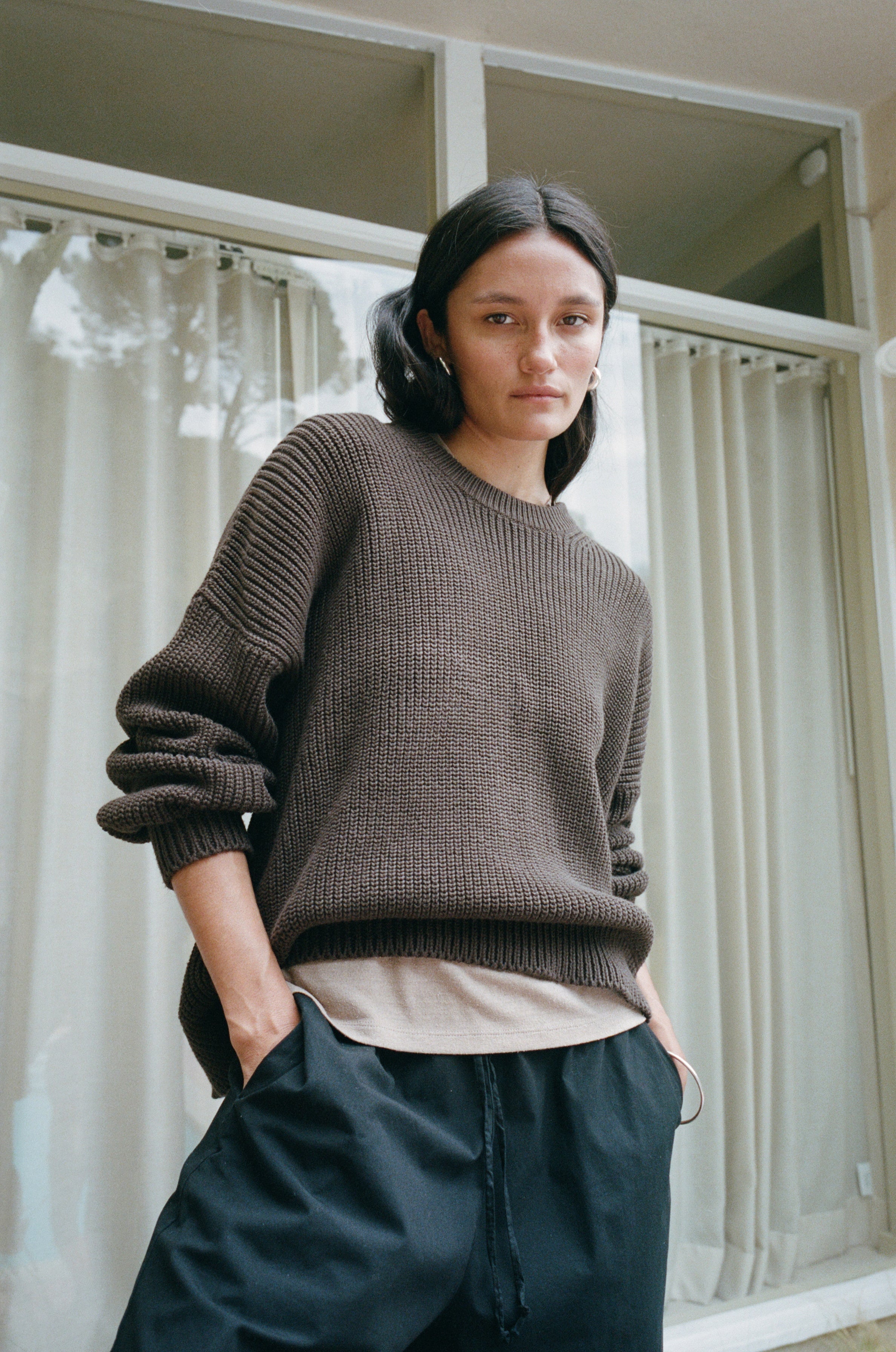Chleo Crew, Organic Cotton, Chocolate