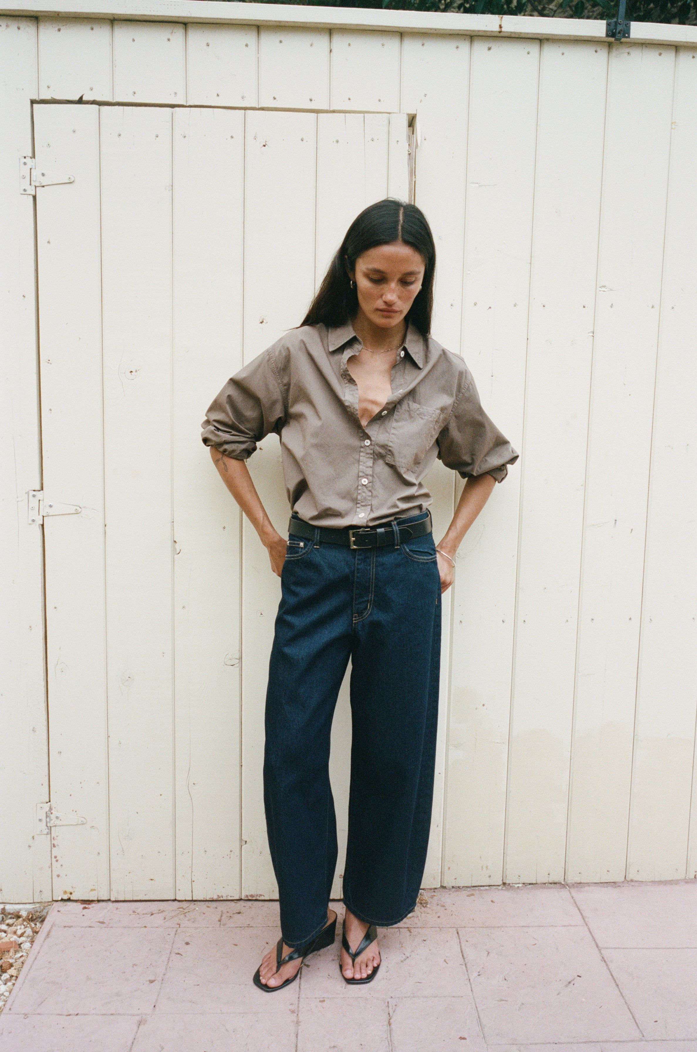 Marcie Shirt, Organic Poplin, Shiitake
