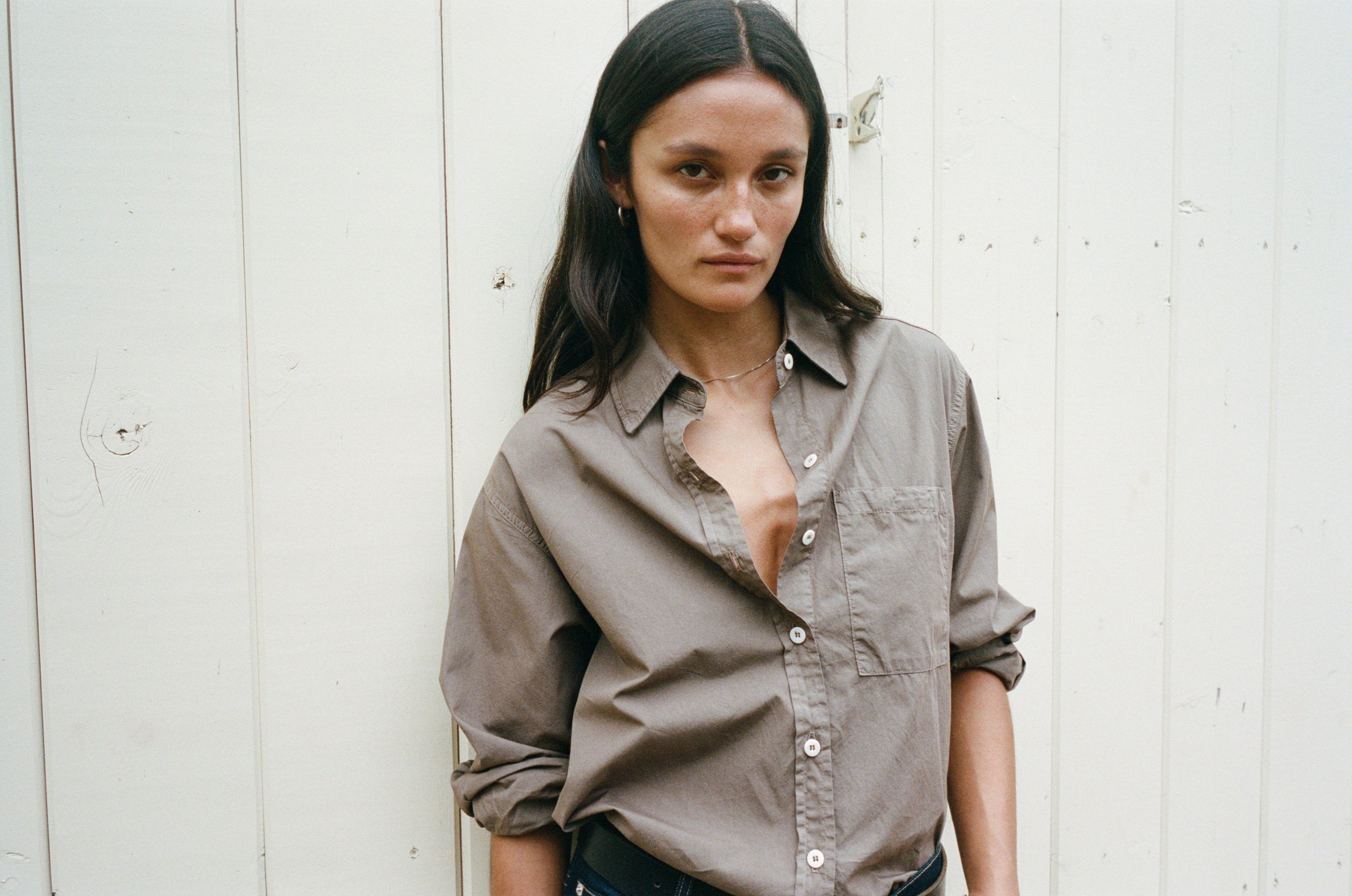 Marcie Shirt, Organic Poplin, Shiitake