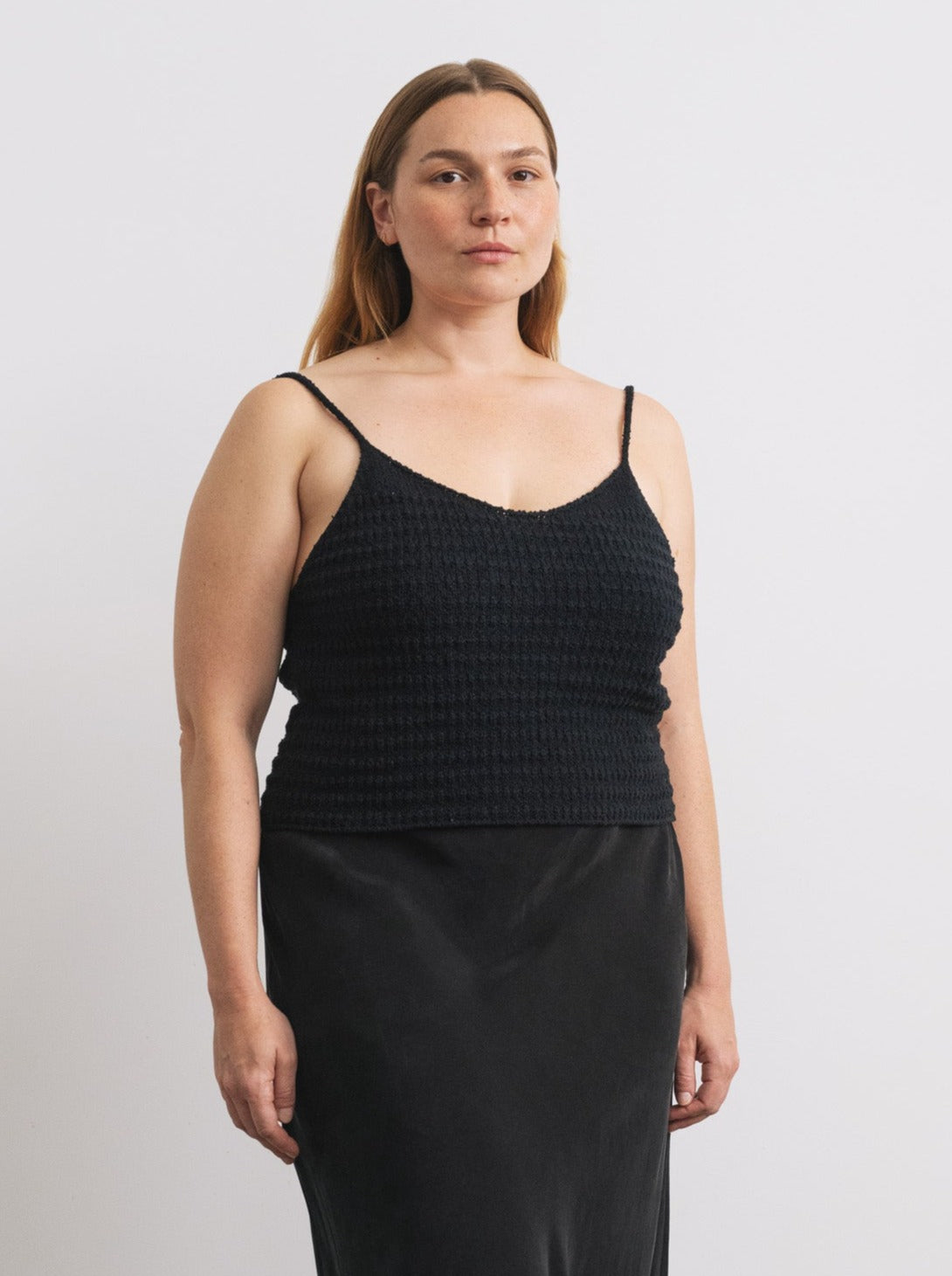 (Imperfect) Myra Tank, Organic Cotton Bouclé, Black