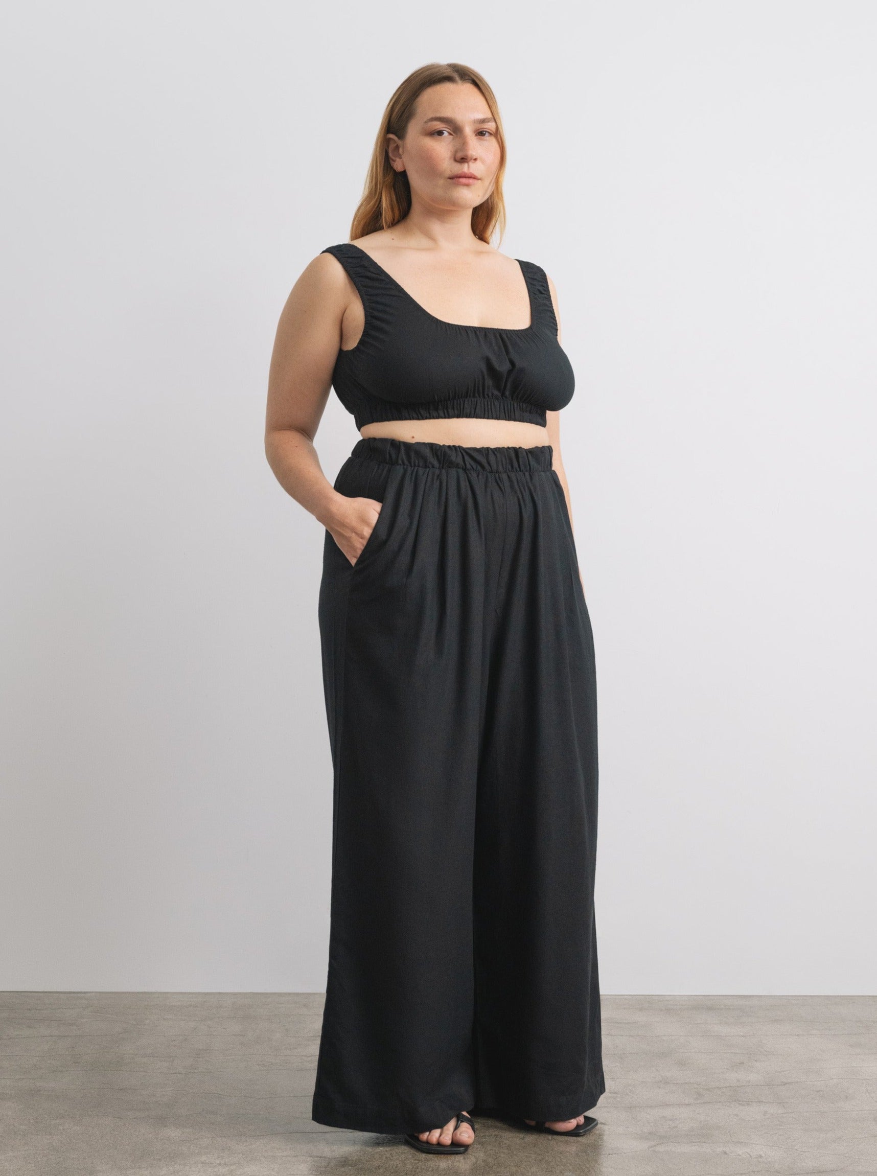 blue dress for baby girl Black Cotton Cropped Pants XXL / Black main image 1