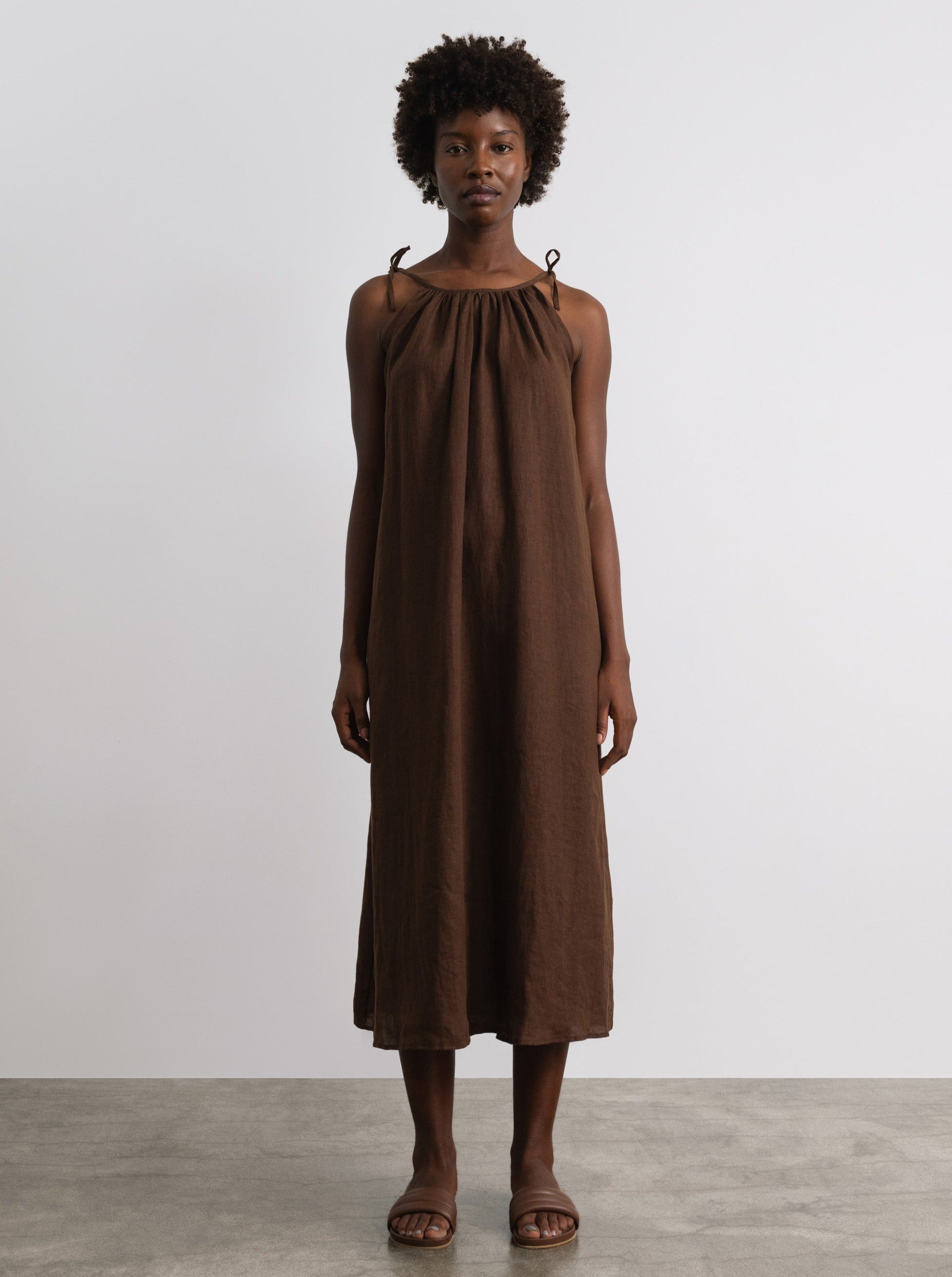 (Imperfect) Ties Dress, Light Linen, Manzanita