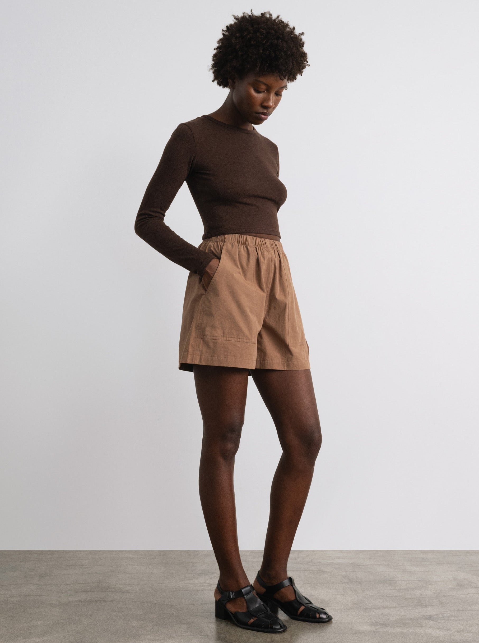 (Imperfect) Juno Short, Organic Cotton Poplin, Almond