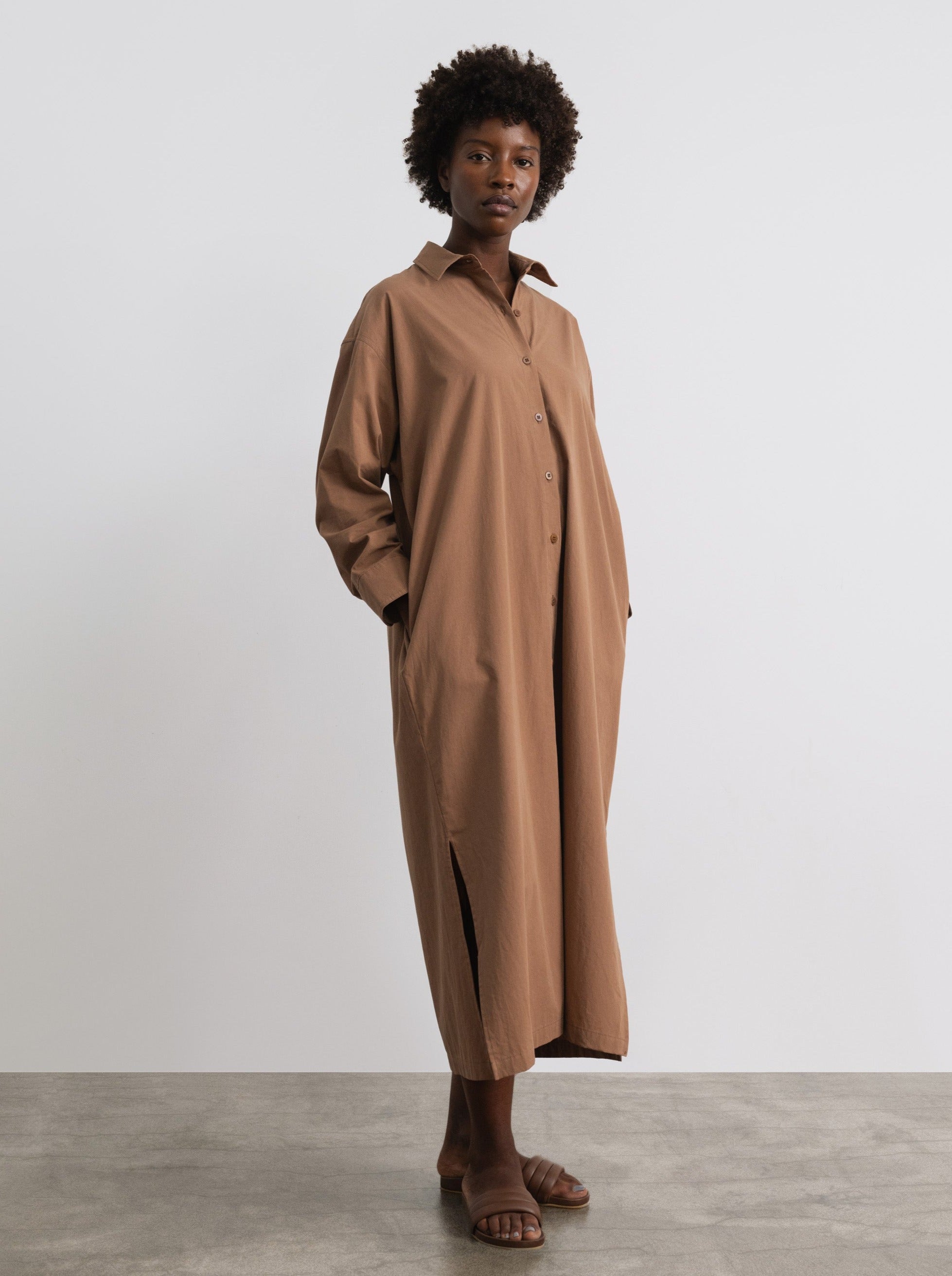 (Imperfect) Helena Dress, Organic Cotton Poplin, Almond