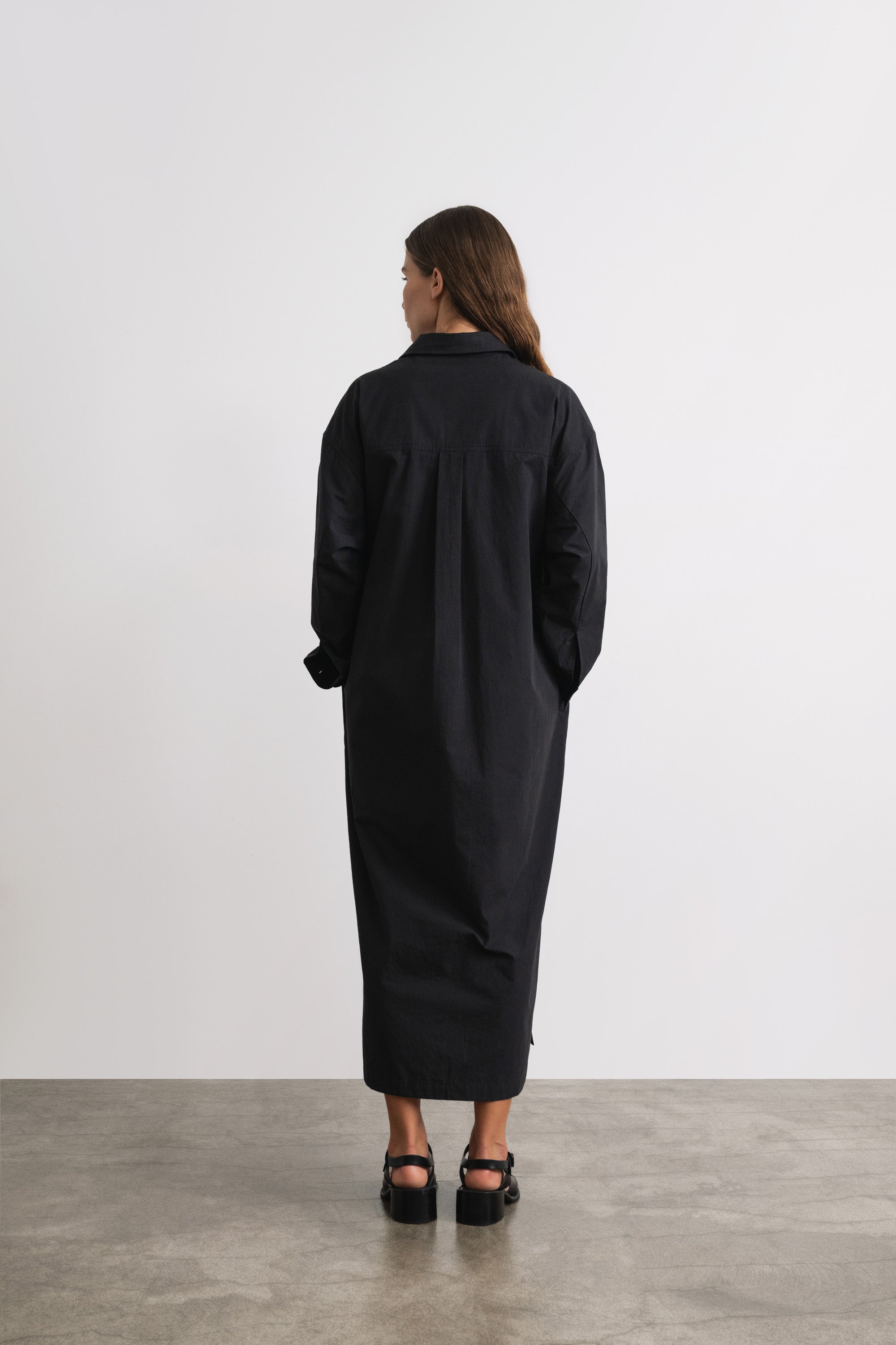 (Imperfect) Helena Dress, Organic Cotton Poplin, Black