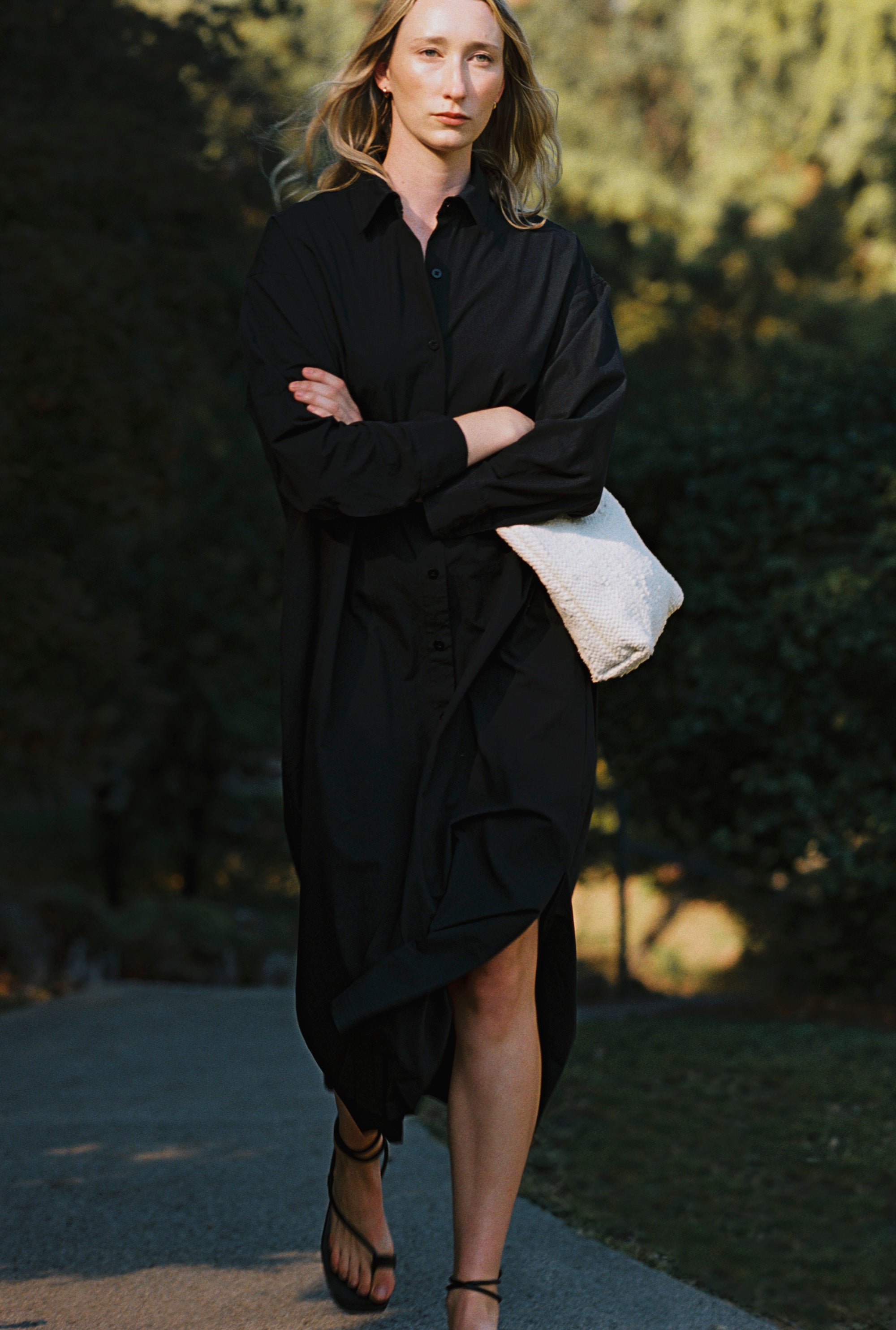 (Imperfect) Helena Dress, Organic Cotton Poplin, Black