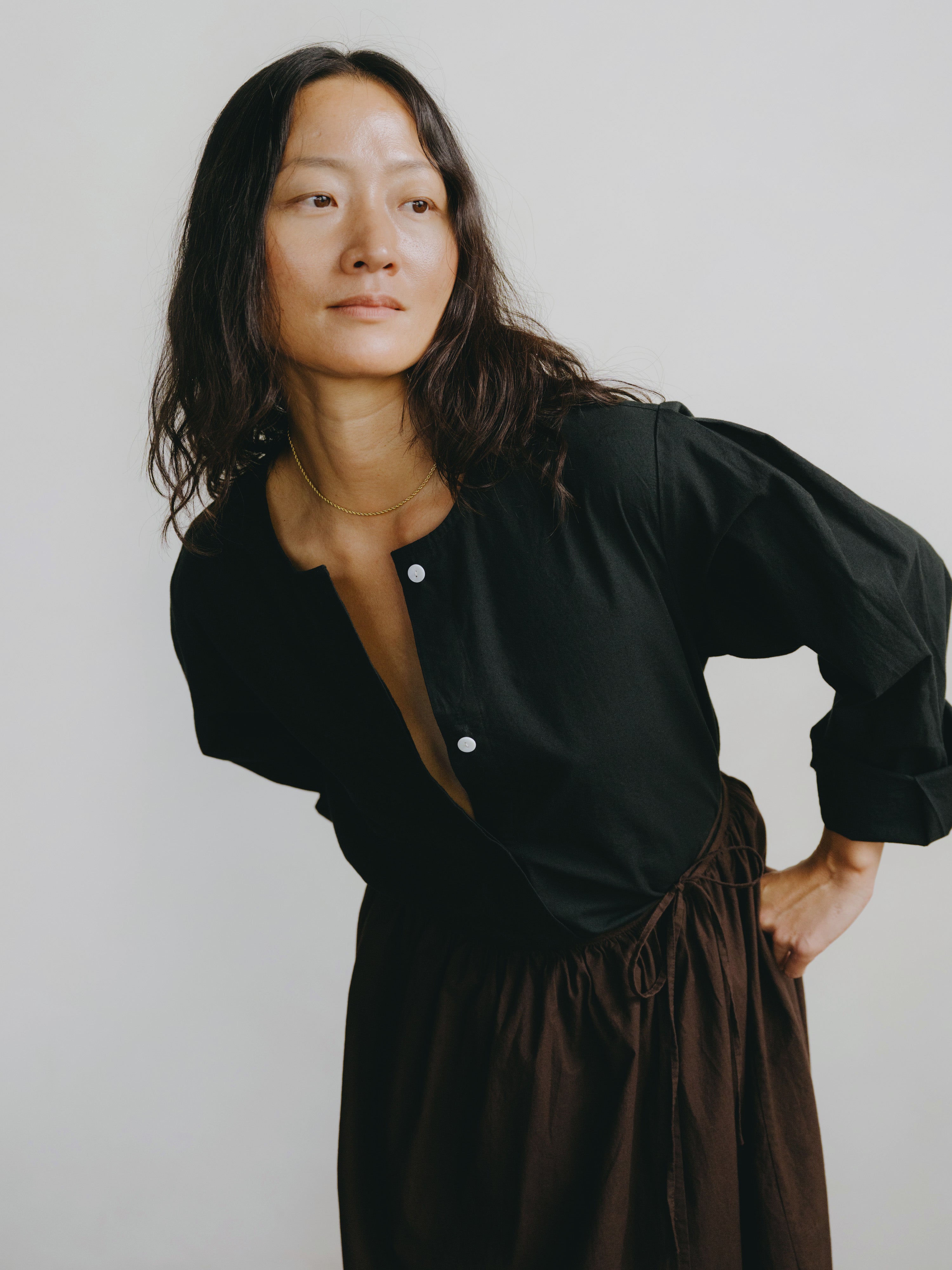 Cairo Shirt, Organic Batiste, Washed Black