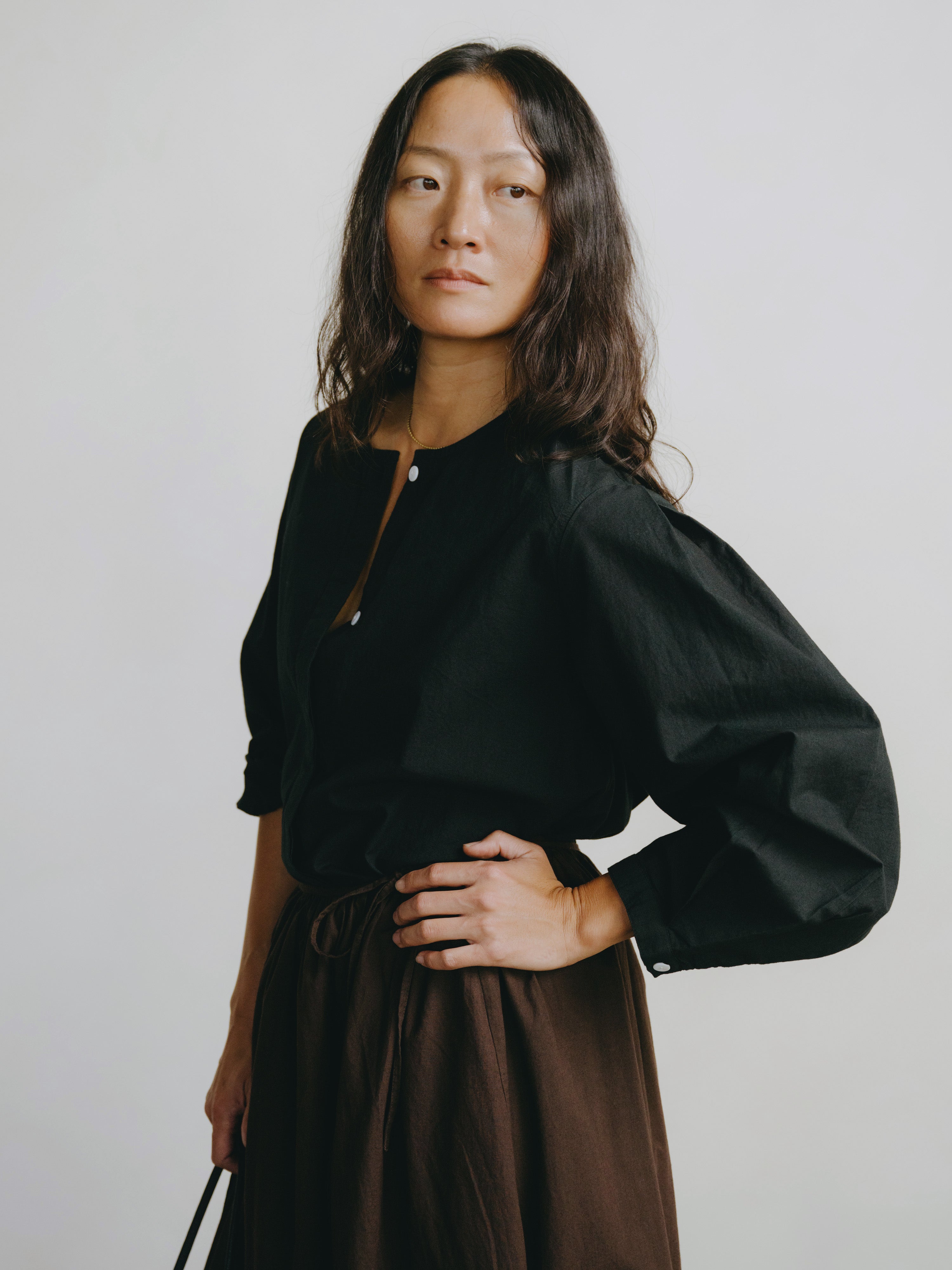 Cairo Shirt, Organic Batiste, Washed Black