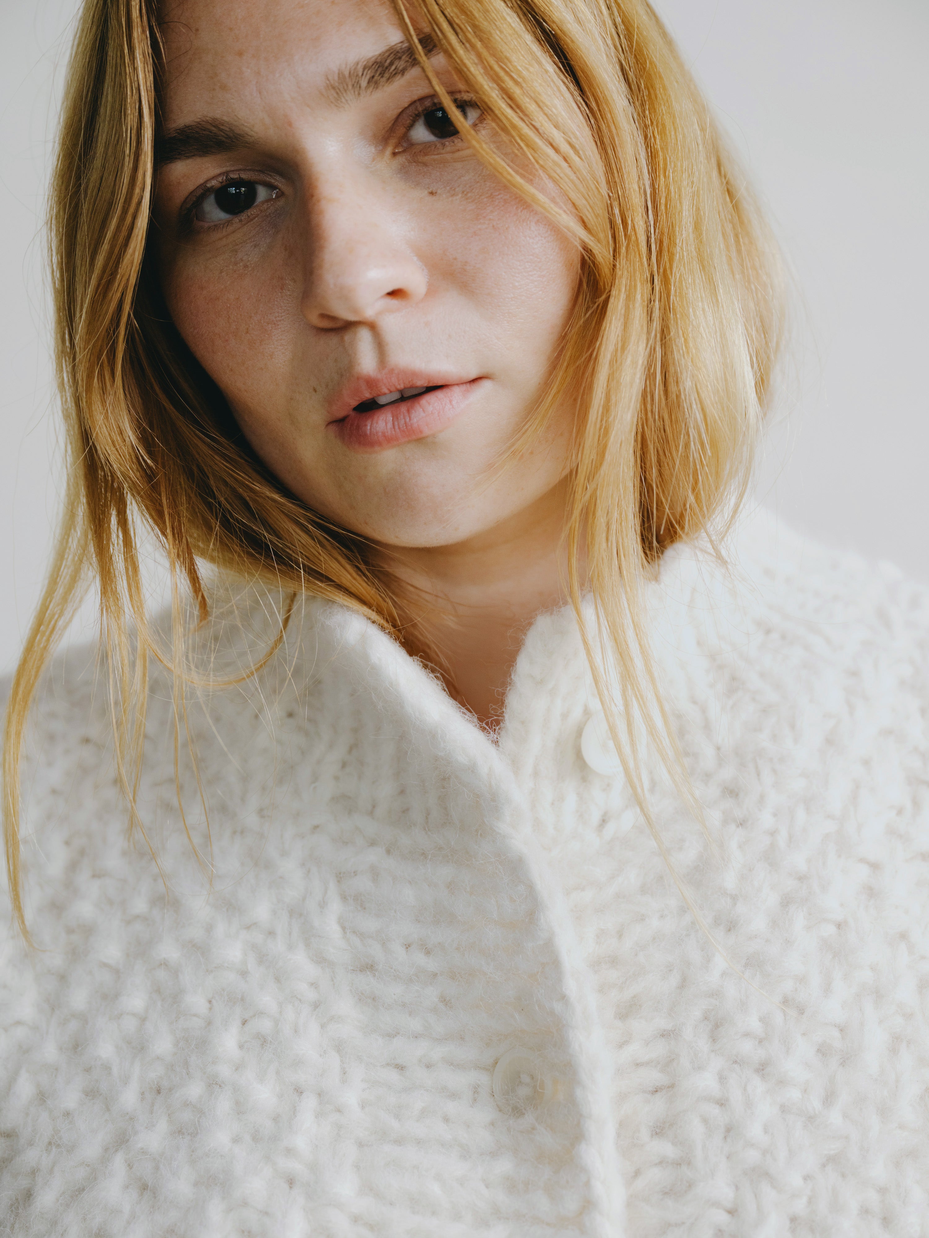 Bell Hand Knit Cardigan, Alpaca Blend, Cream