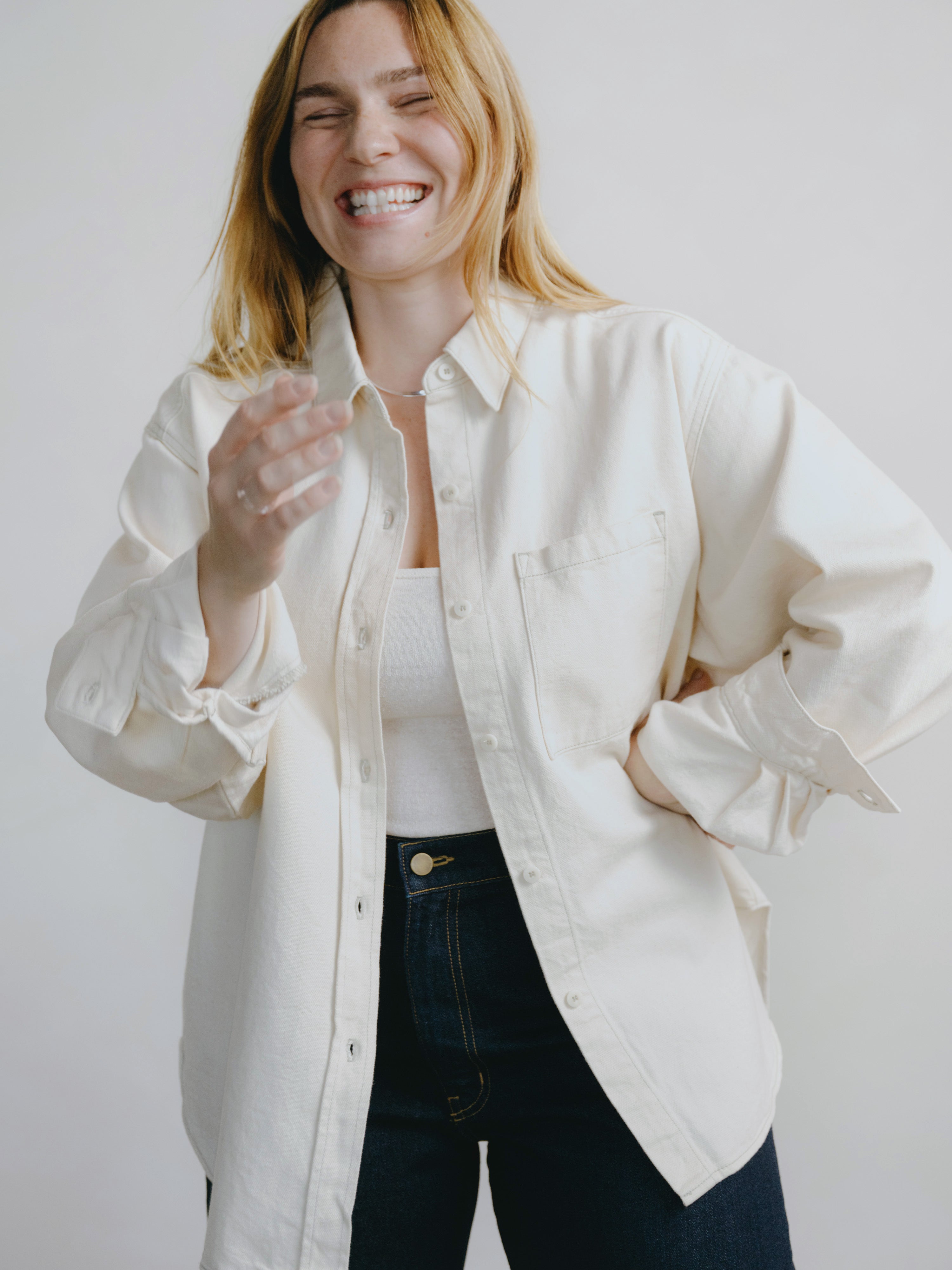 Denim Marcie Shirt, Broken Twill, Putty