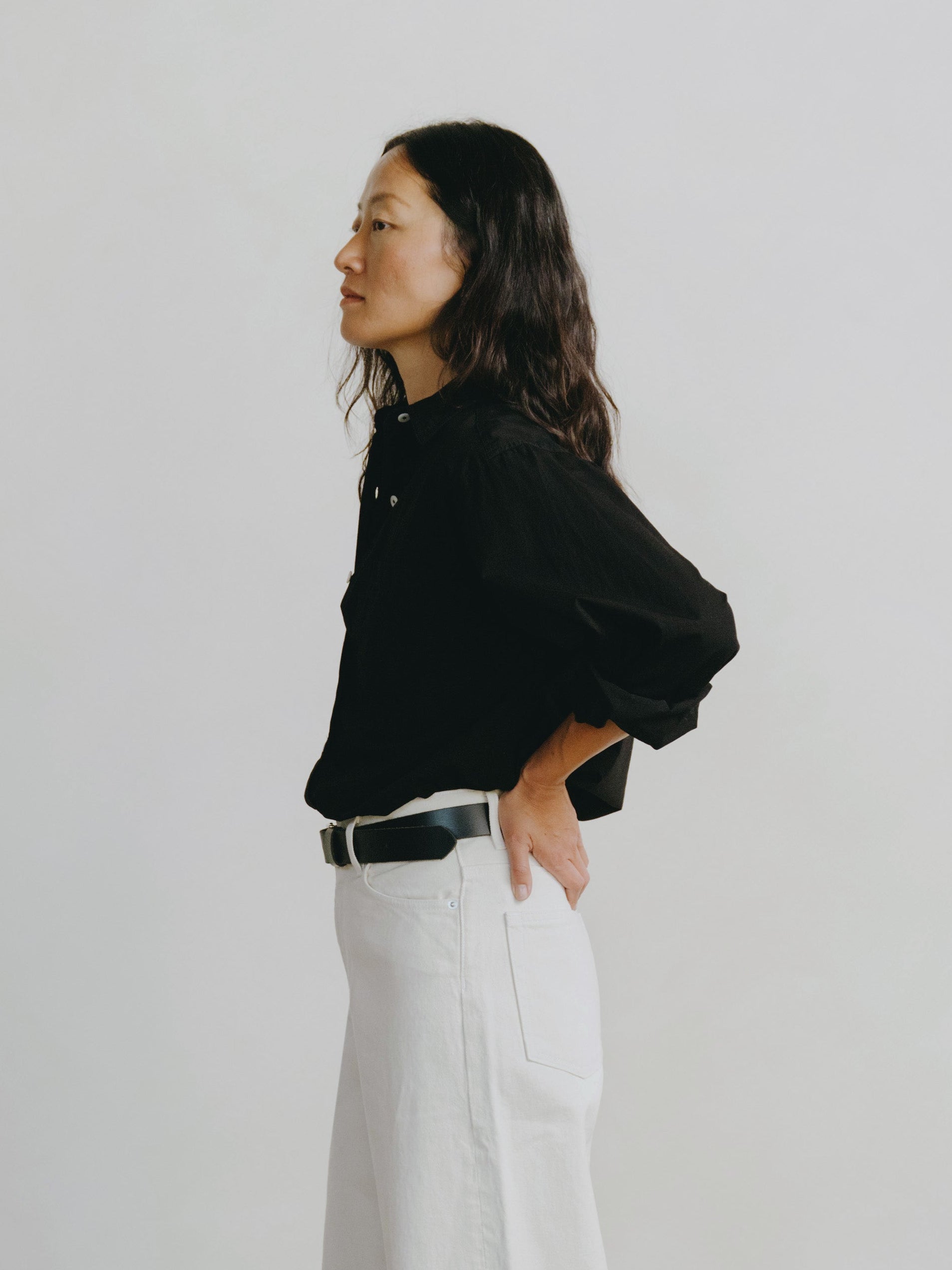 Marcie Shirt, Organic Poplin, Black