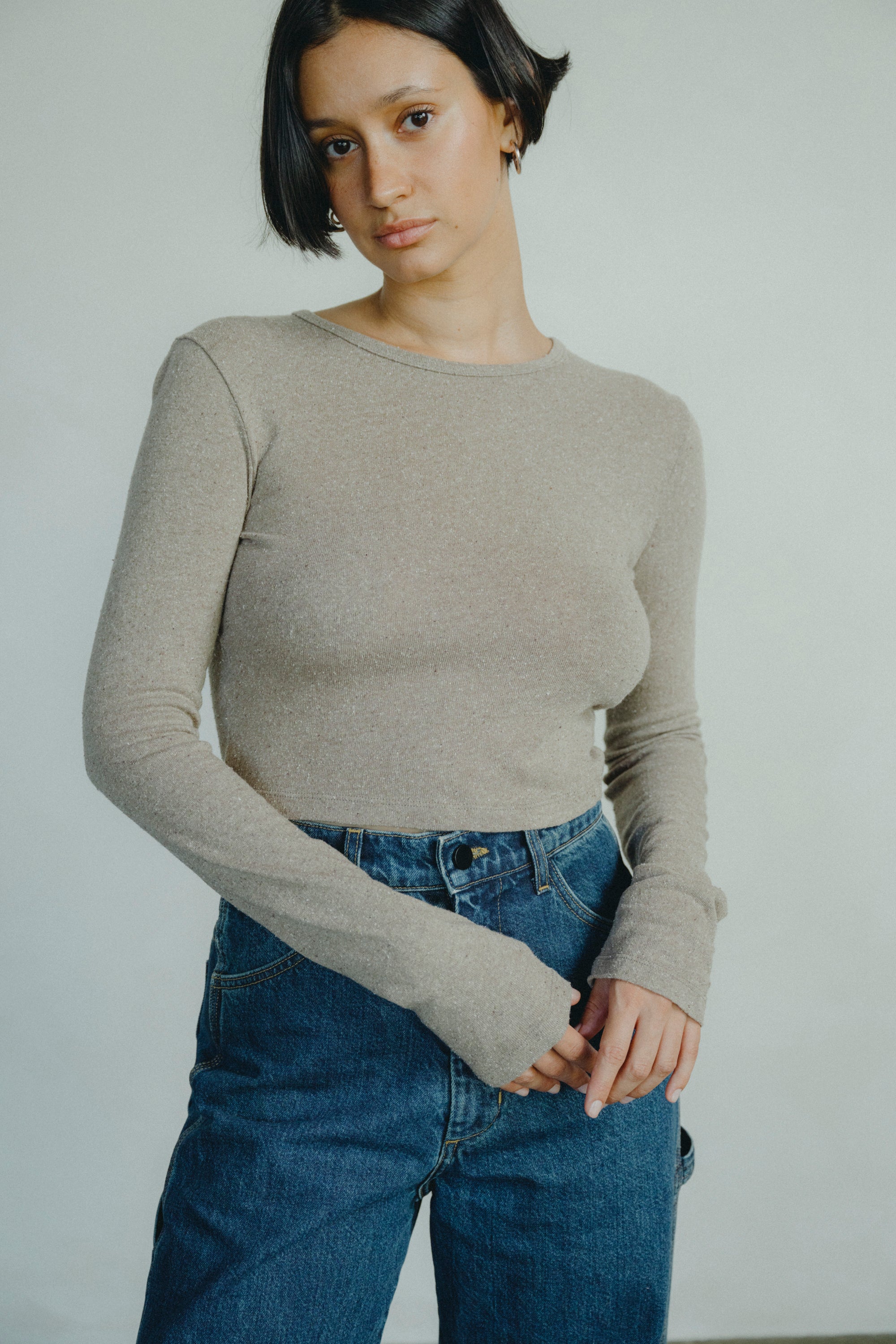Lia Top, Regen Silk Noil Jersey, Twig Heather