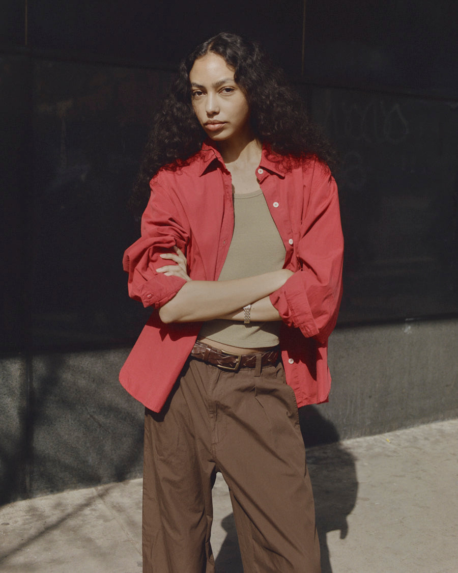 Marcie Shirt, Organic Poplin, Tomato