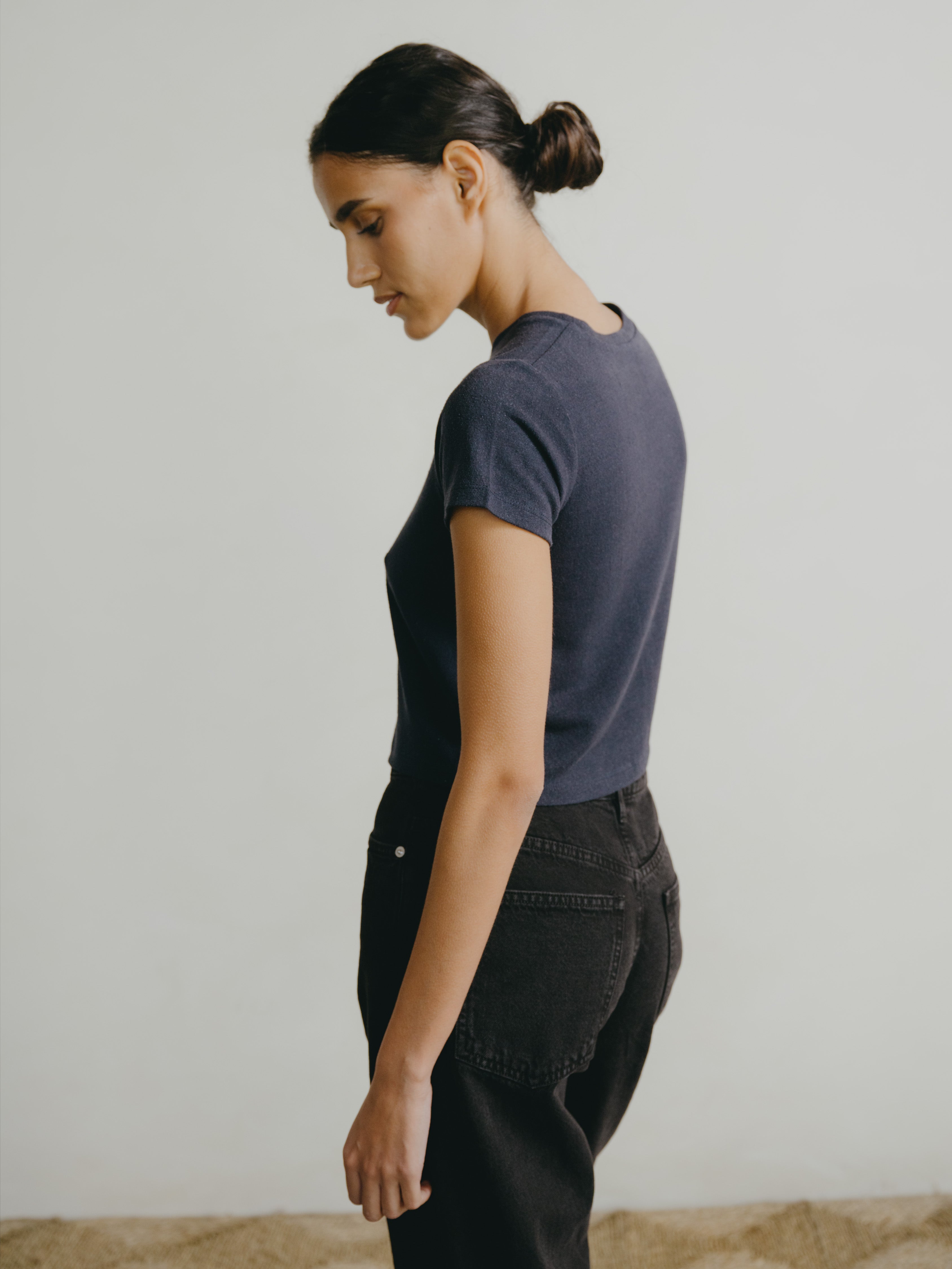 Lou Tee, Regen Silk Noil Jersey, Navy