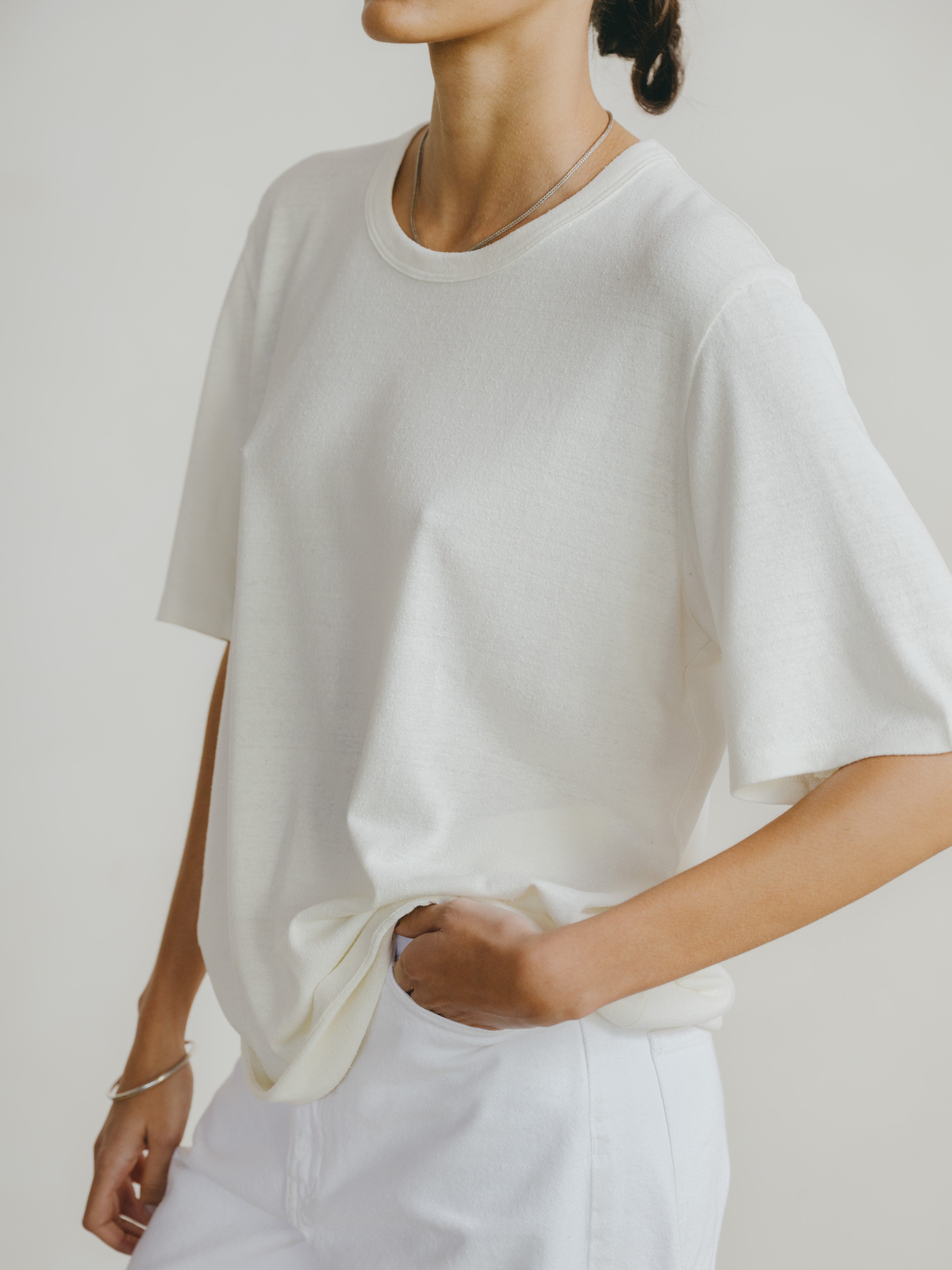 Bigger Tee, Regen Silk Noil Jersey, Natural