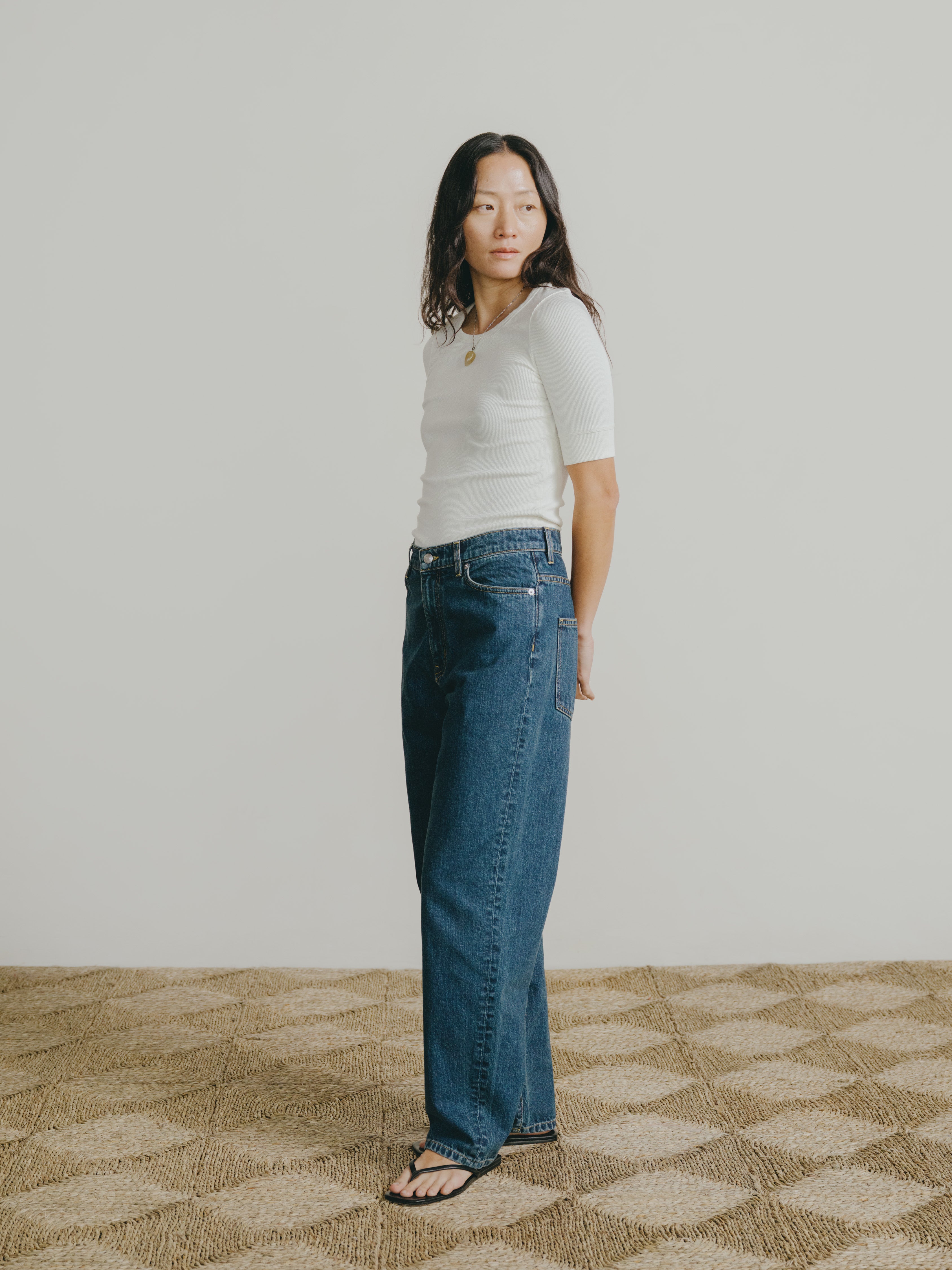 Rib Tee, Ribbed Silk Noil Jersey, Natural