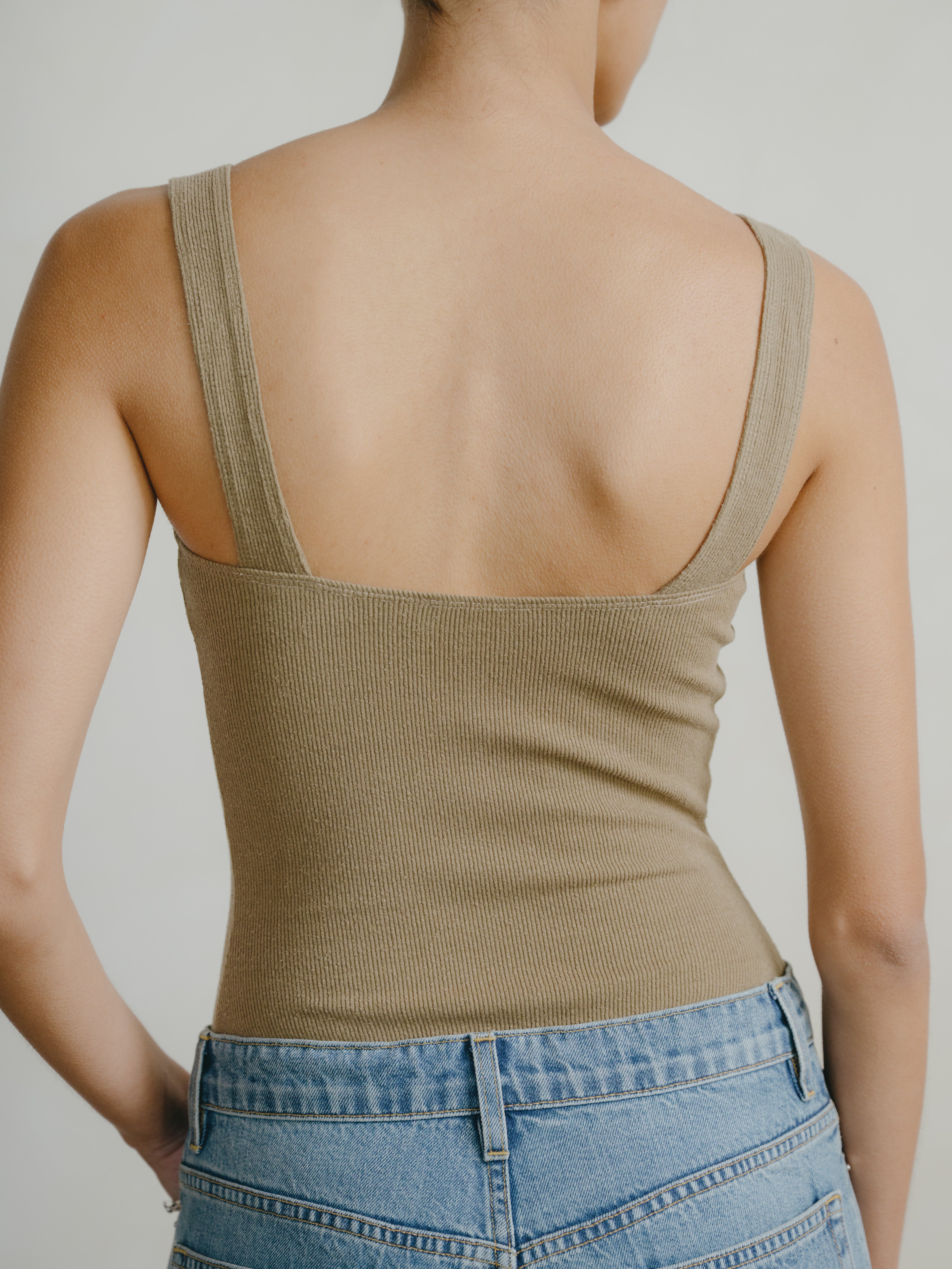 Christy Bodysuit, Ribbed Silk Noil Jersey, Cactus