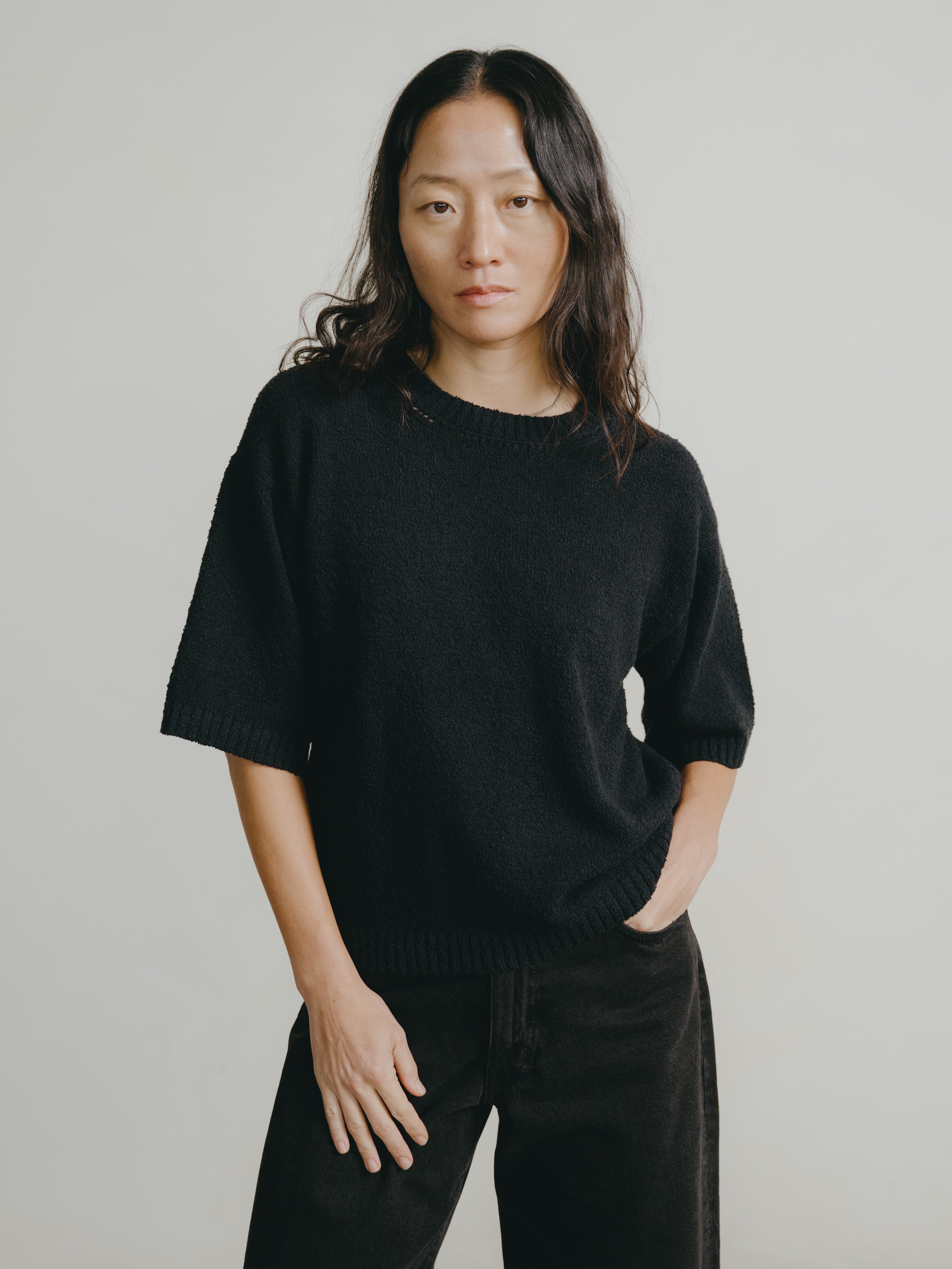 Otis Top, Organic Cotton Bouclé, Soft Black