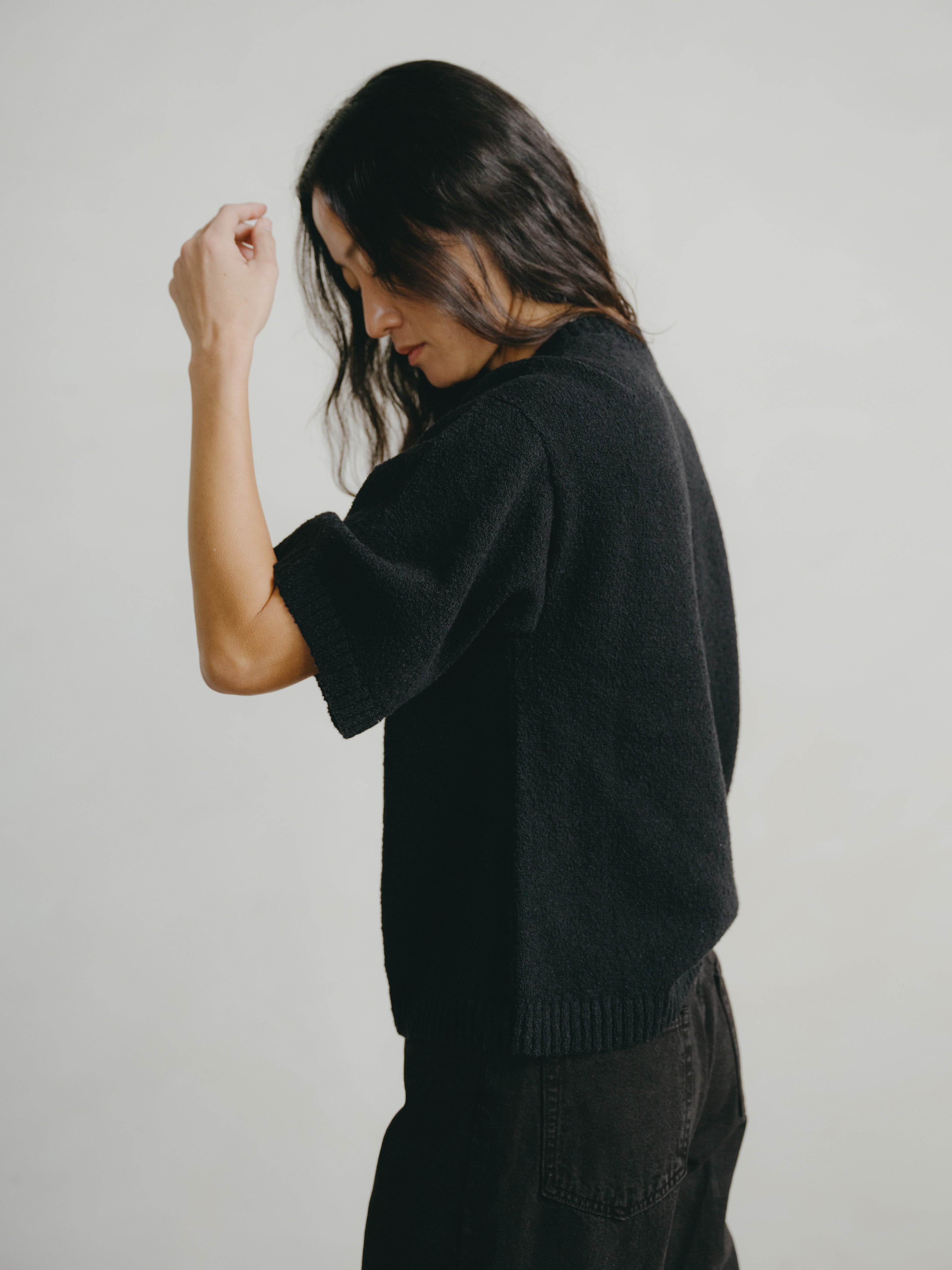 Otis Top, Organic Cotton Bouclé, Soft Black