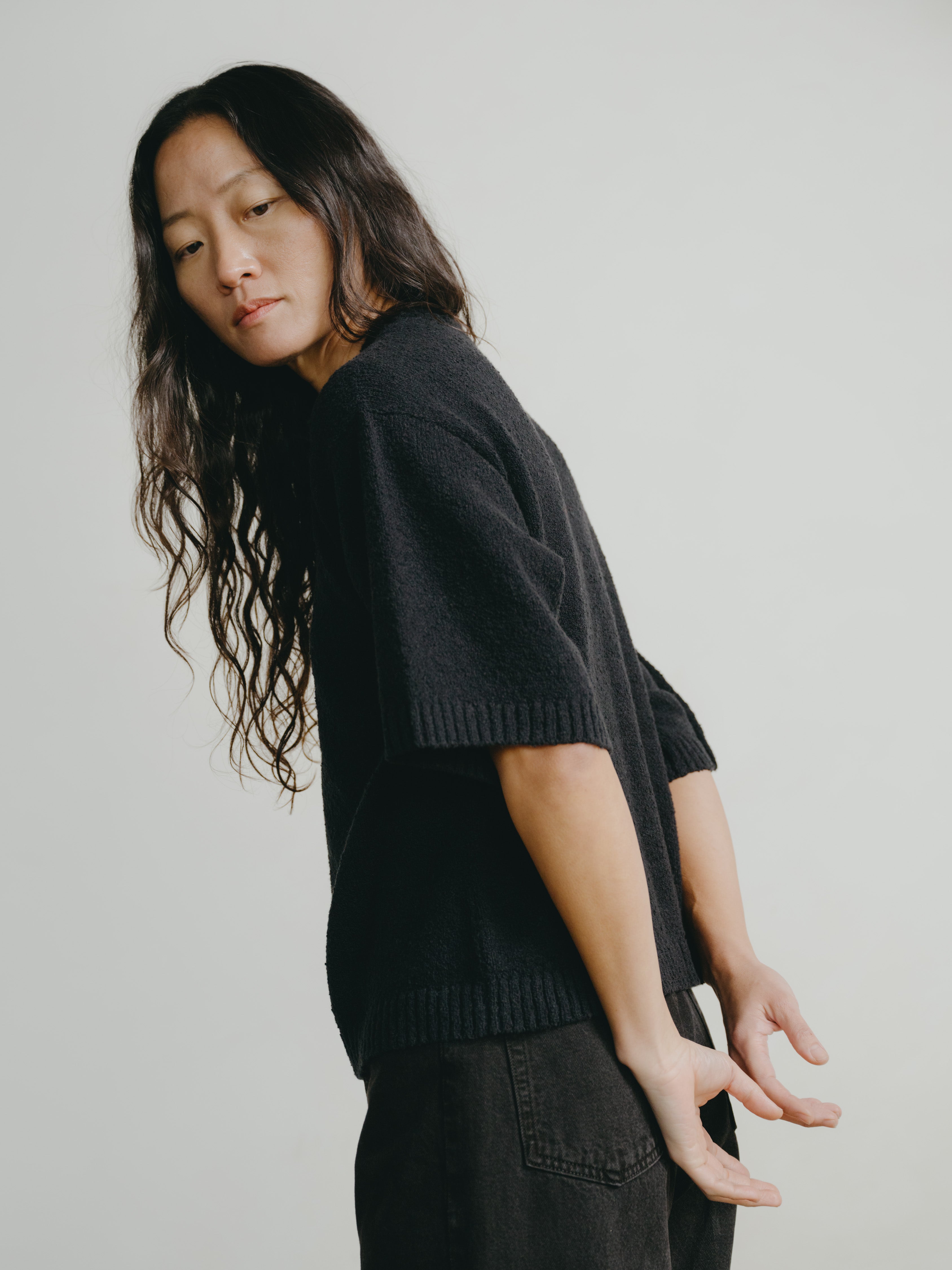 Otis Top, Organic Cotton Bouclé, Soft Black