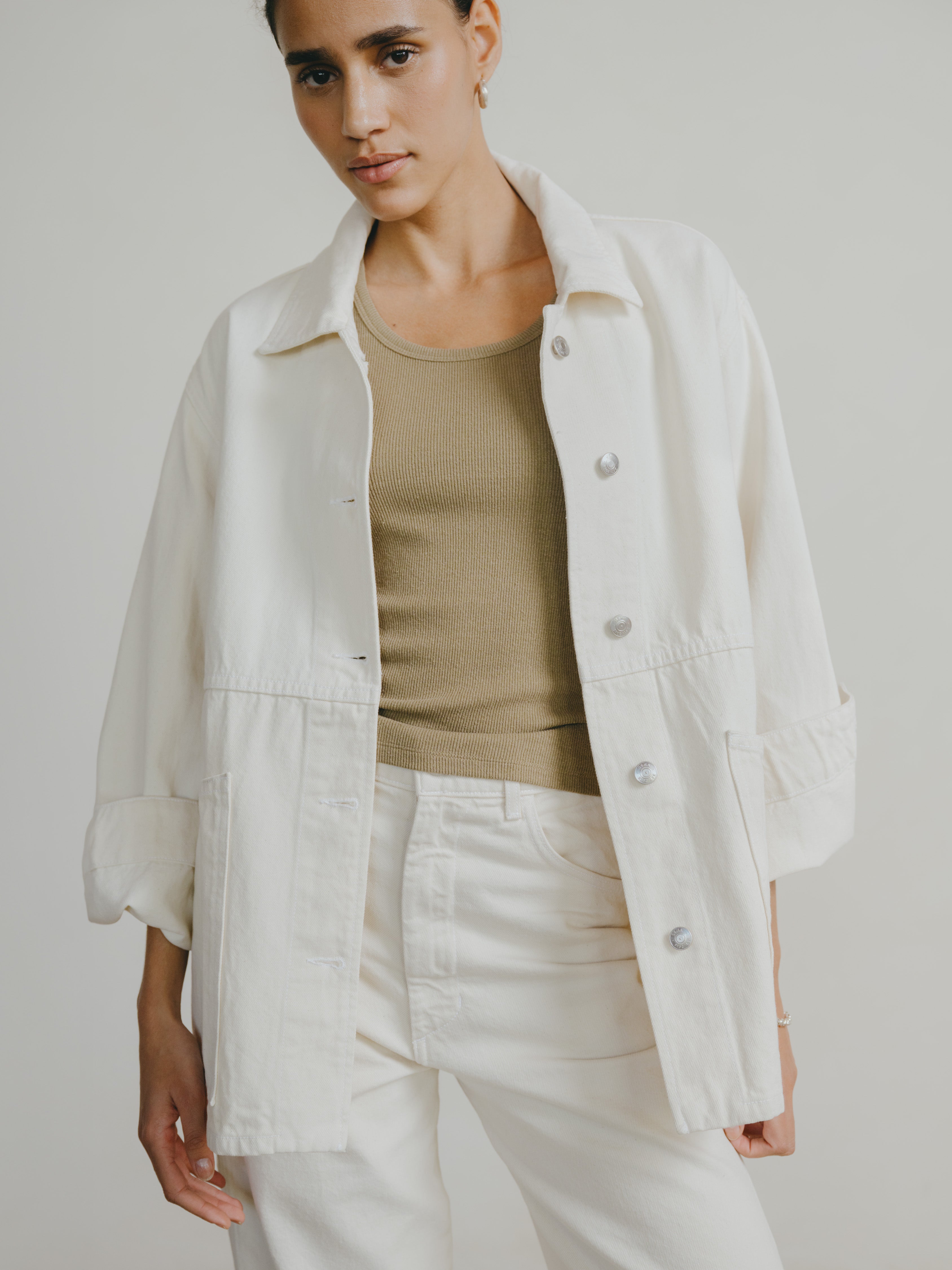 Loretta Jacket, Recycled Denim, Putty