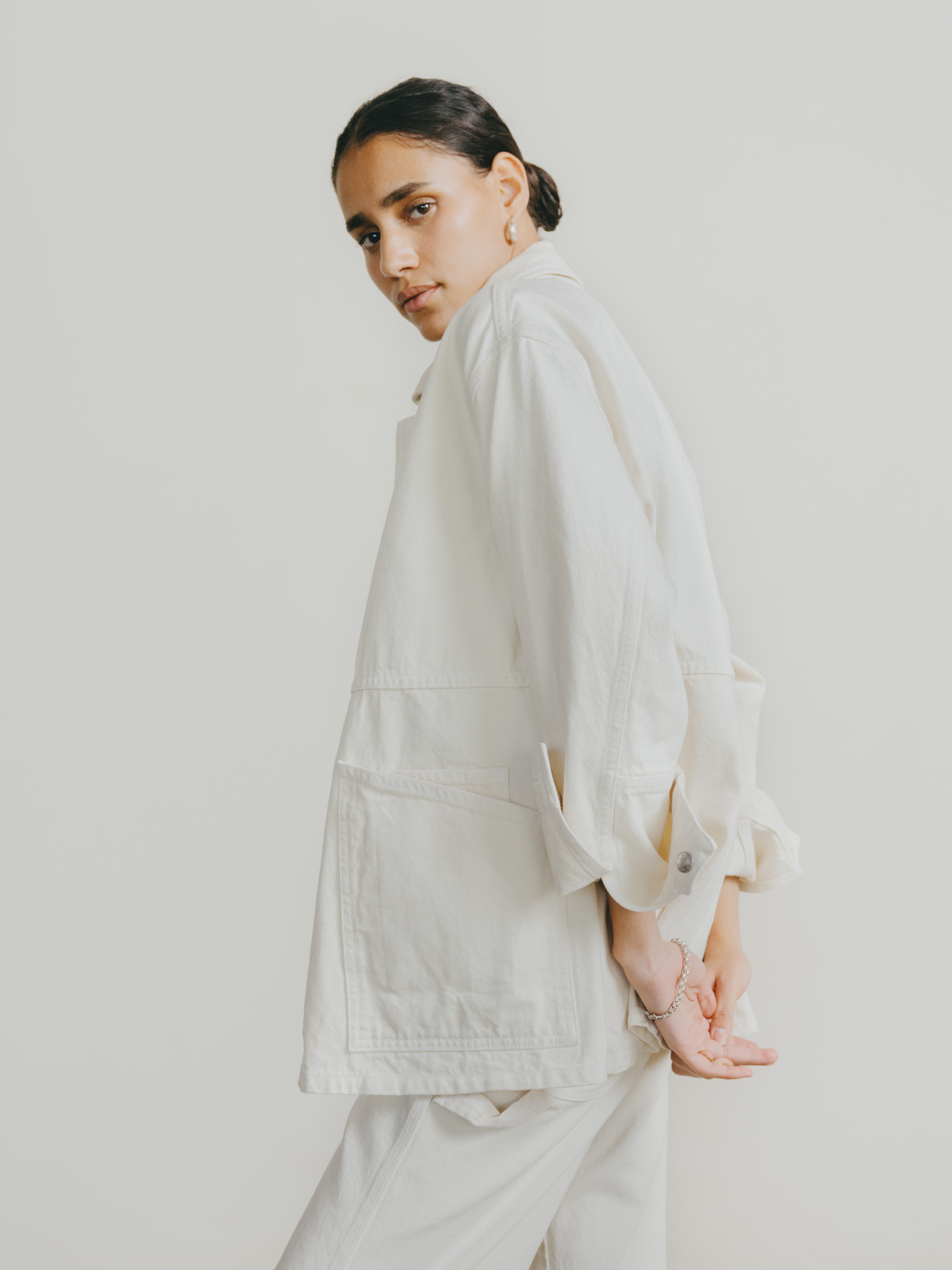 Loretta Jacket, Recycled Denim, Putty