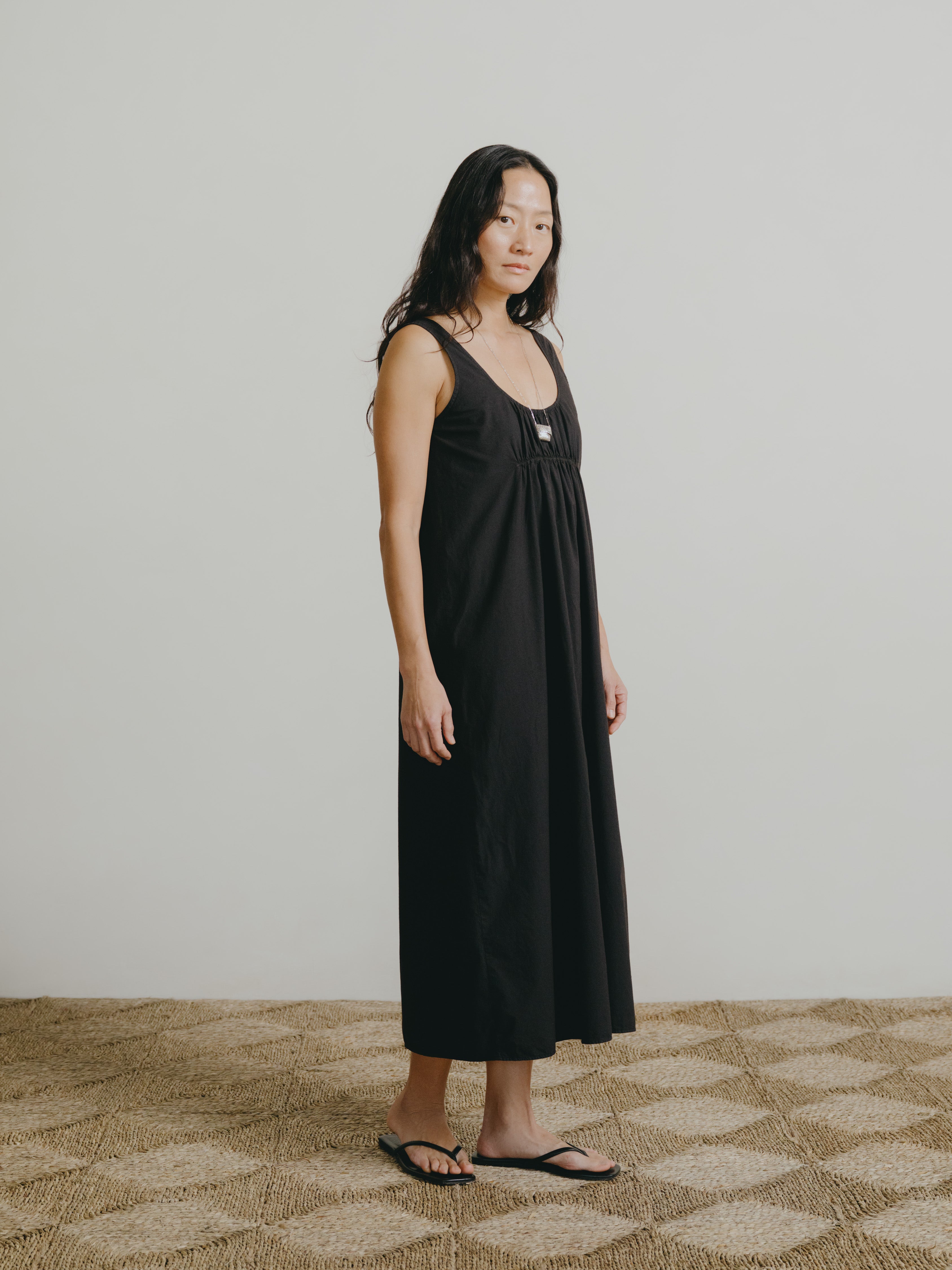 Colina Dress, Organic Batiste, Soft Black