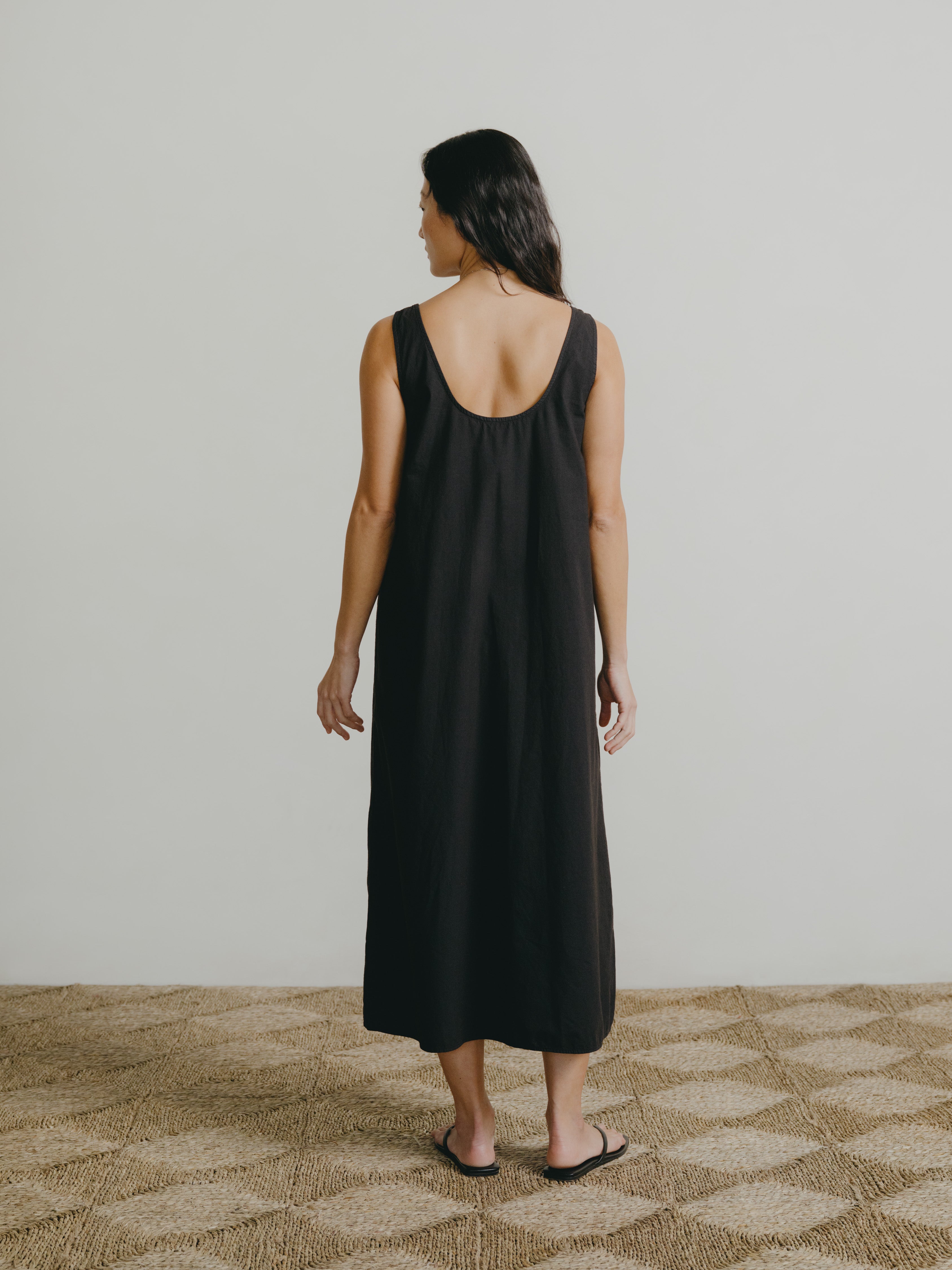 Colina Dress, Organic Batiste, Soft Black