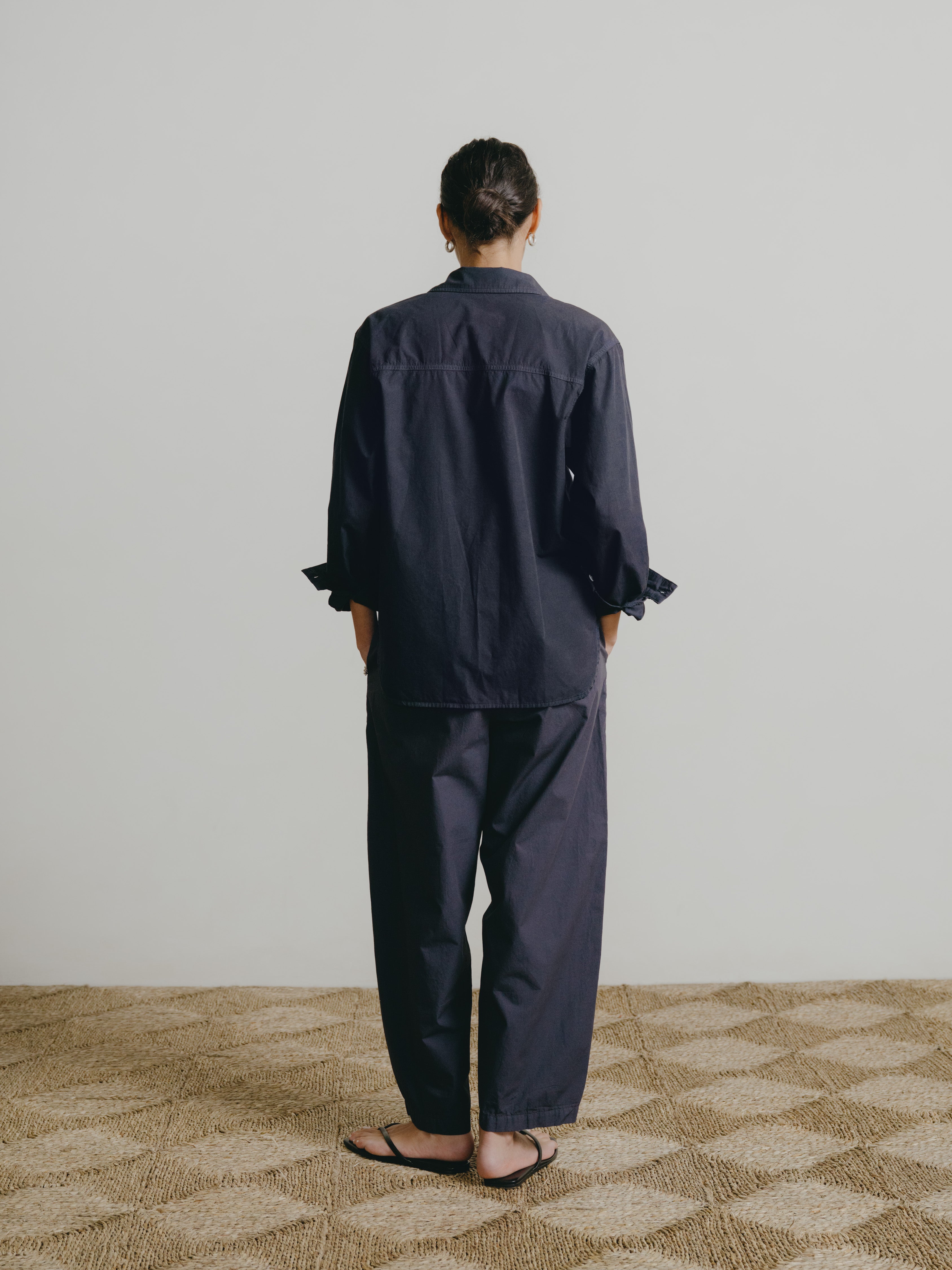 Marcie Shirt, Organic Poplin, Navy