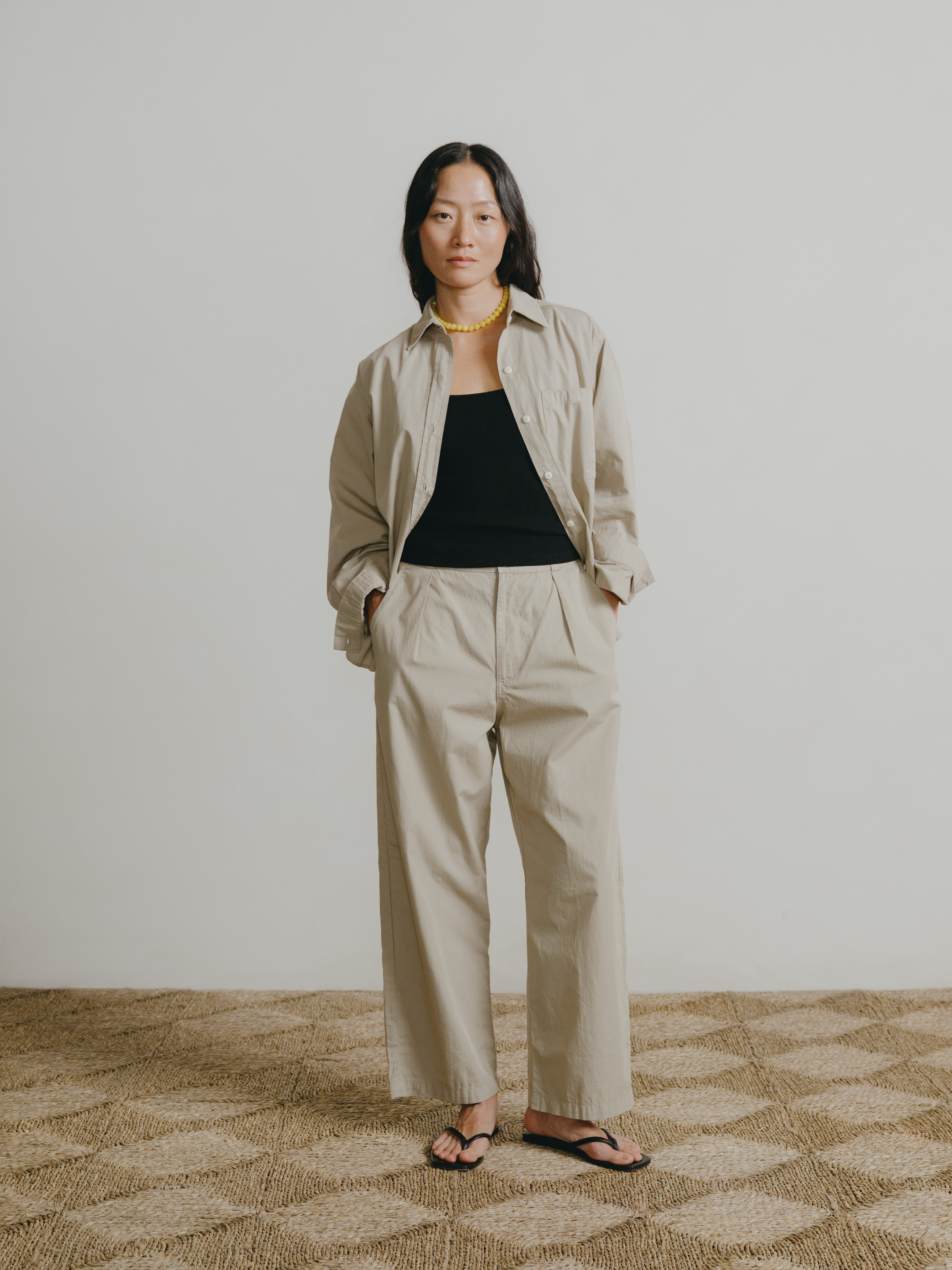 Marcie Shirt, Organic Poplin, Khaki