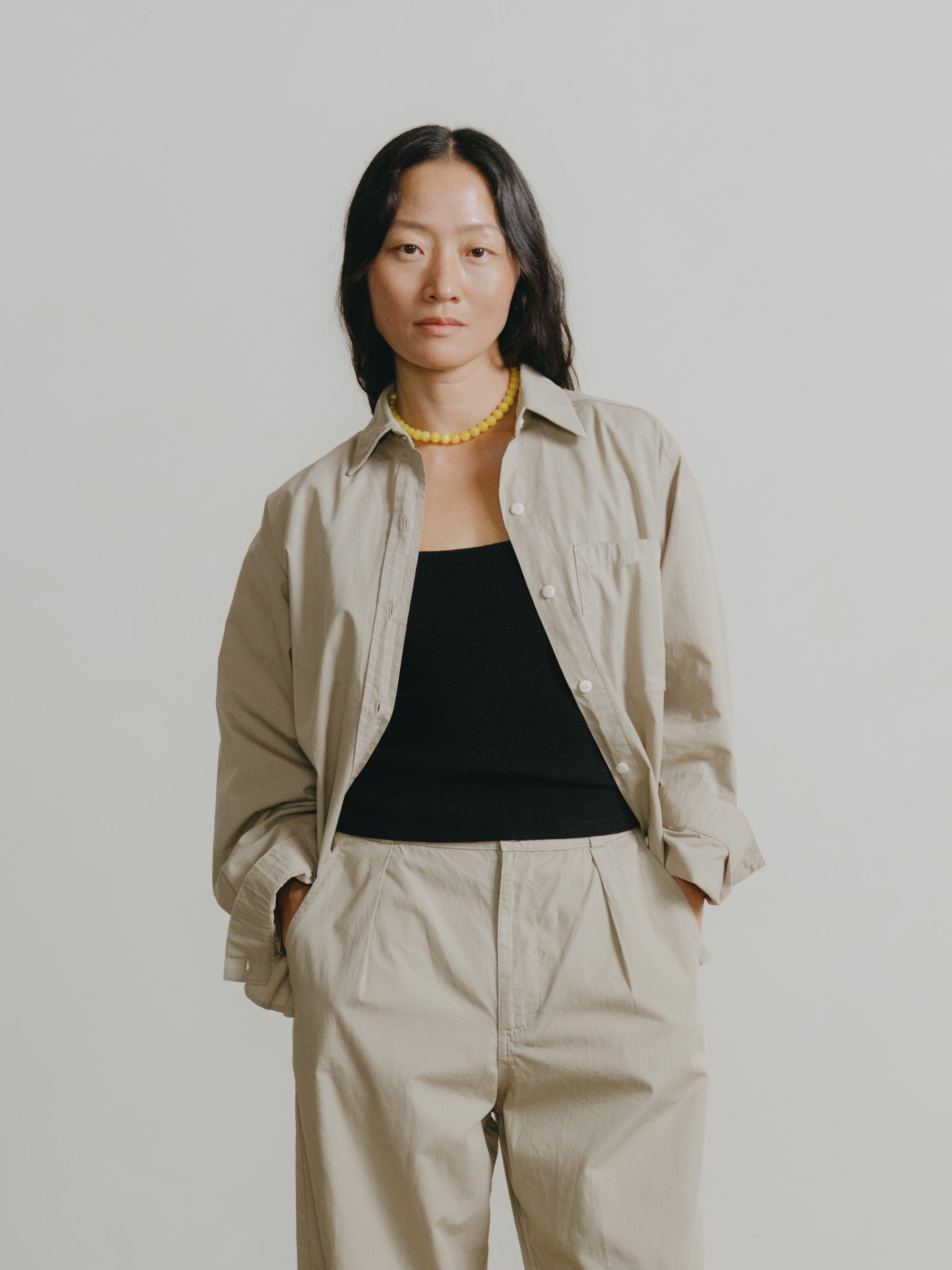 Marcie Shirt, Organic Poplin, Khaki