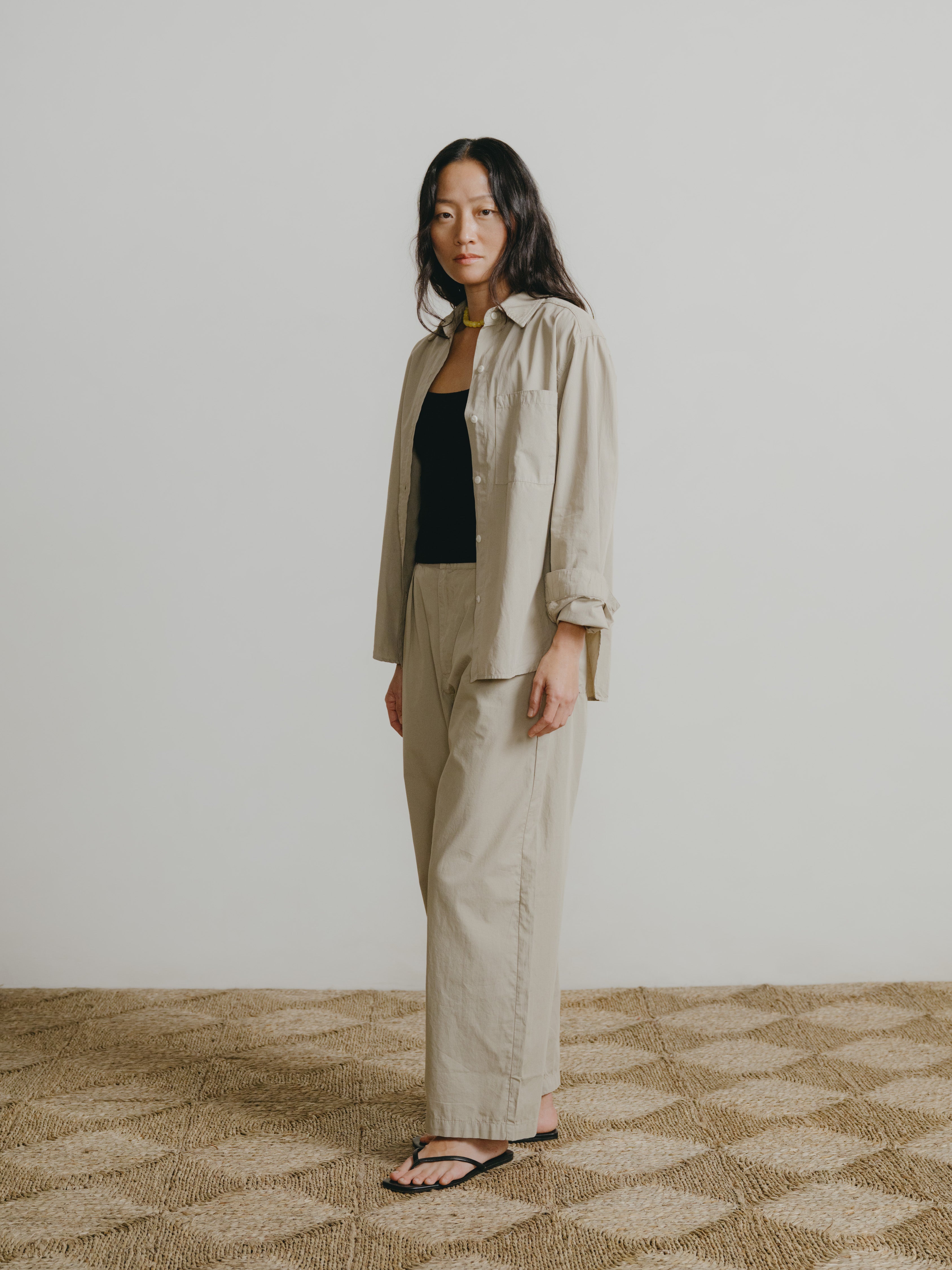 Marcie Shirt, Organic Poplin, Khaki