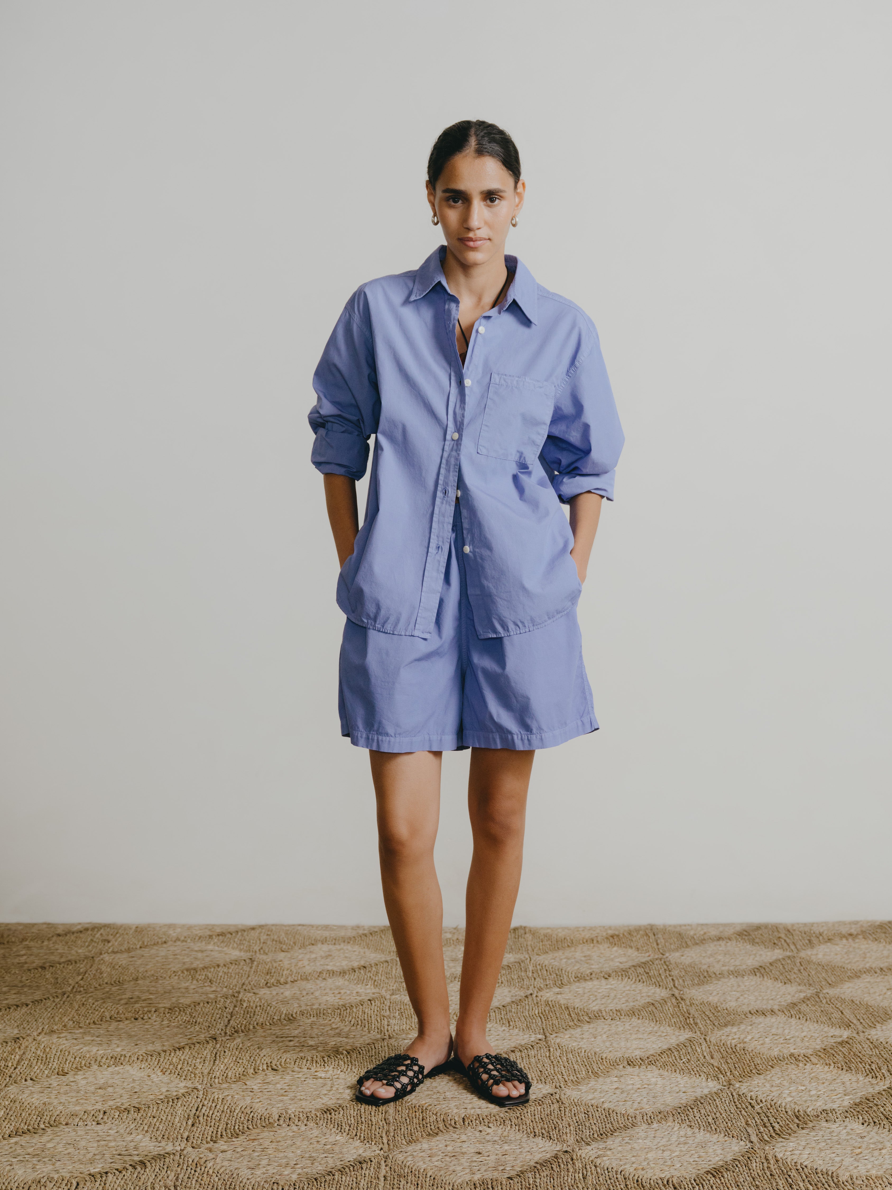 Marcie Shirt, Organic Poplin, Cornflower